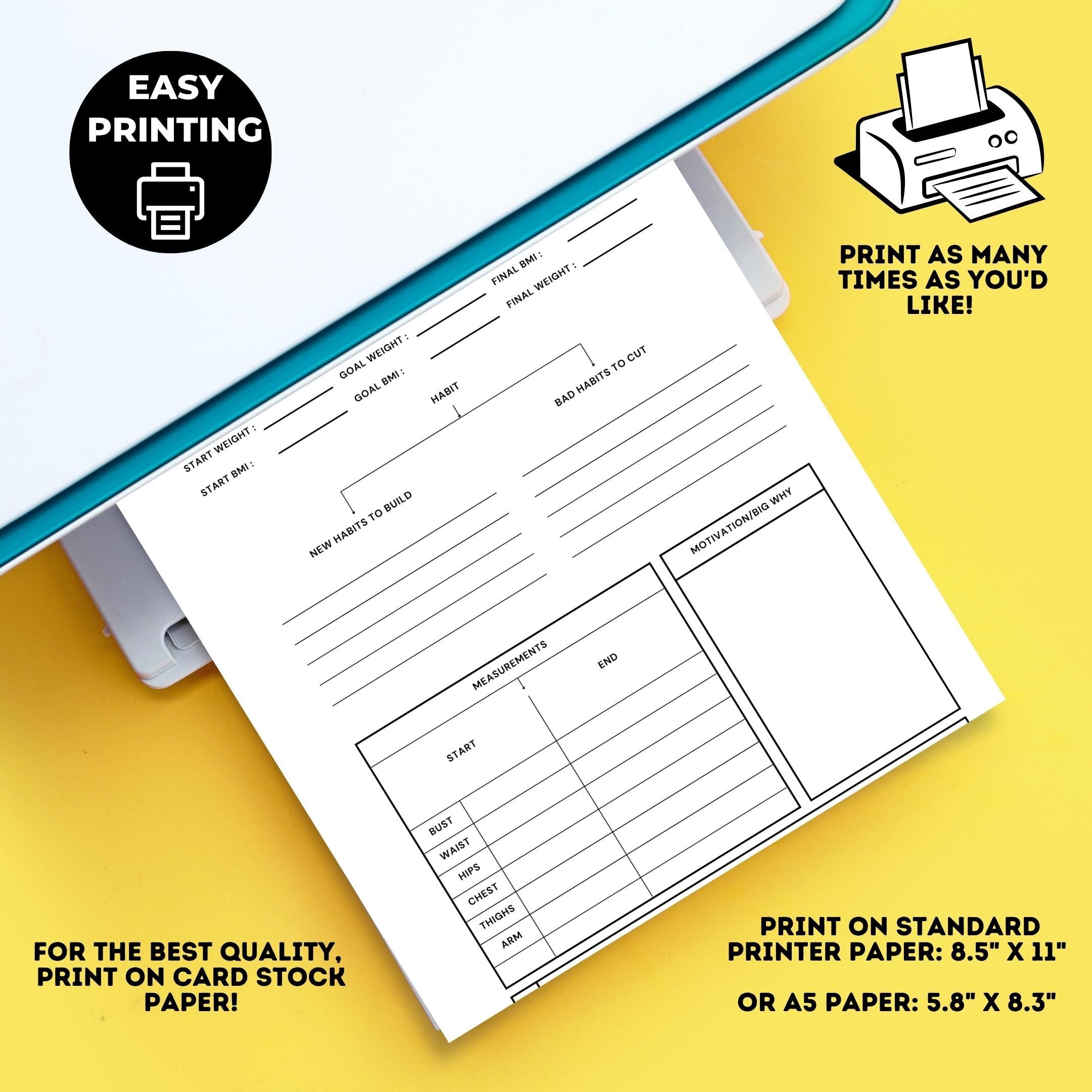 Activity Tracker — FITNESS tracker Bundle, Digital Planner Pages, A4 & A5 SIZE, PRINTABLE journal Pages (Bu... | Nutri Track printable