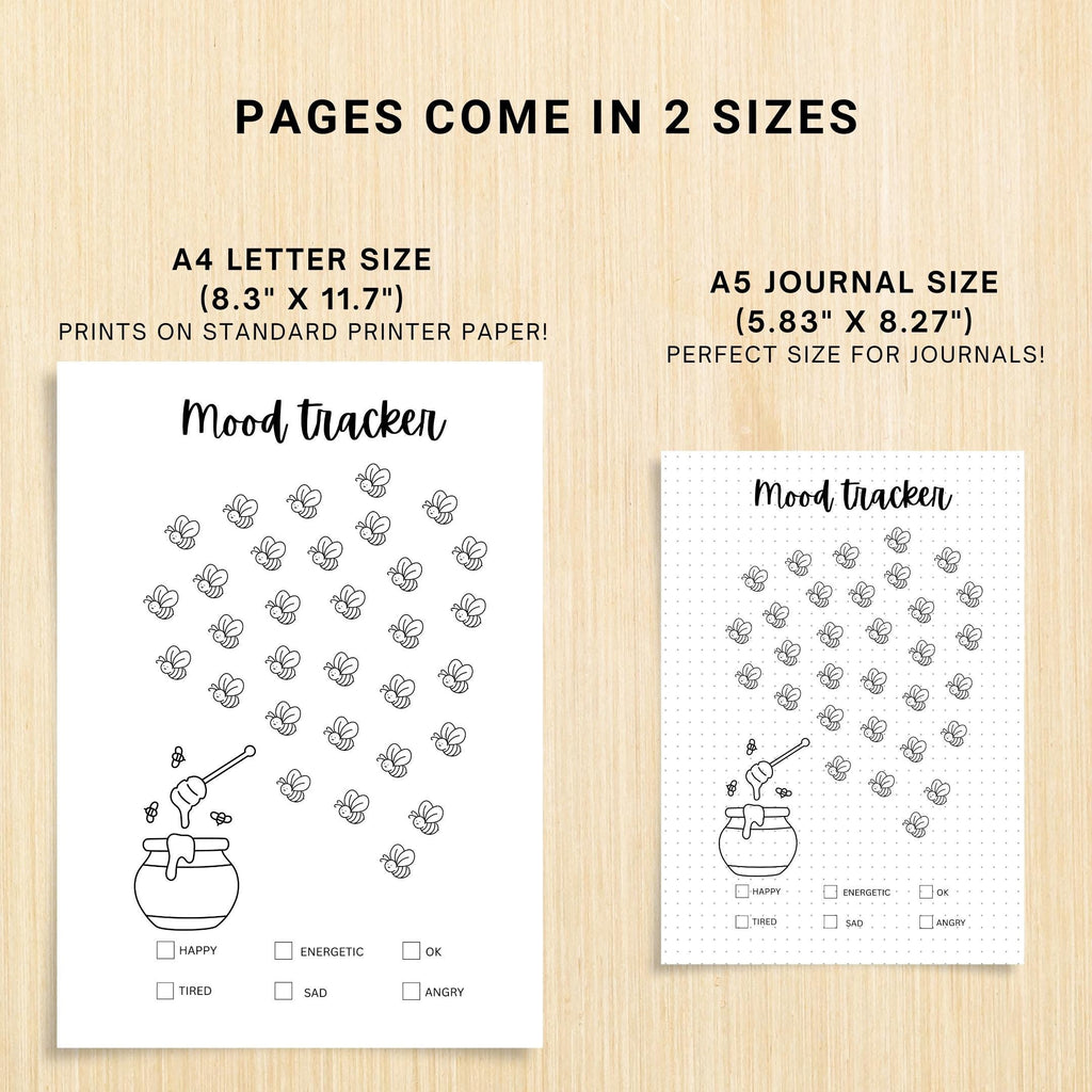 Bullet Journal — MONTHLY Mood Trackers Bundle, Printable Mood Tracker for journal, Monthly, Daily Mood Log,... | Mindfulness printable