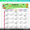 7 Day Meal Plan — Diabetic Meal Plan Printable, Low Glycemic Food PDF, Low Carb Foods, 7 Day Diabetic Meal ... | Nutri Track printable