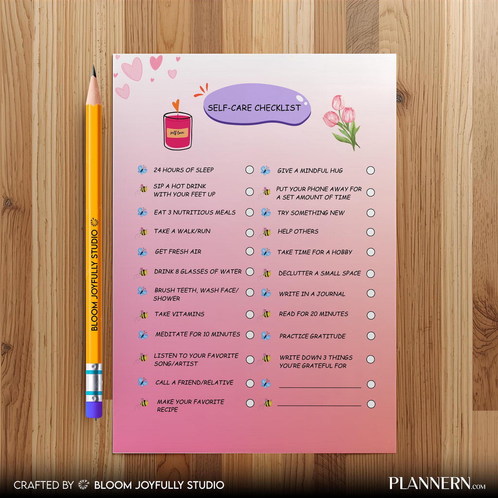 Anxiety Planner — Daily Self Care Checklist, Self, Care Planner, Wellness Bucket List, Self Care Activity, ... | Mindfulness printable