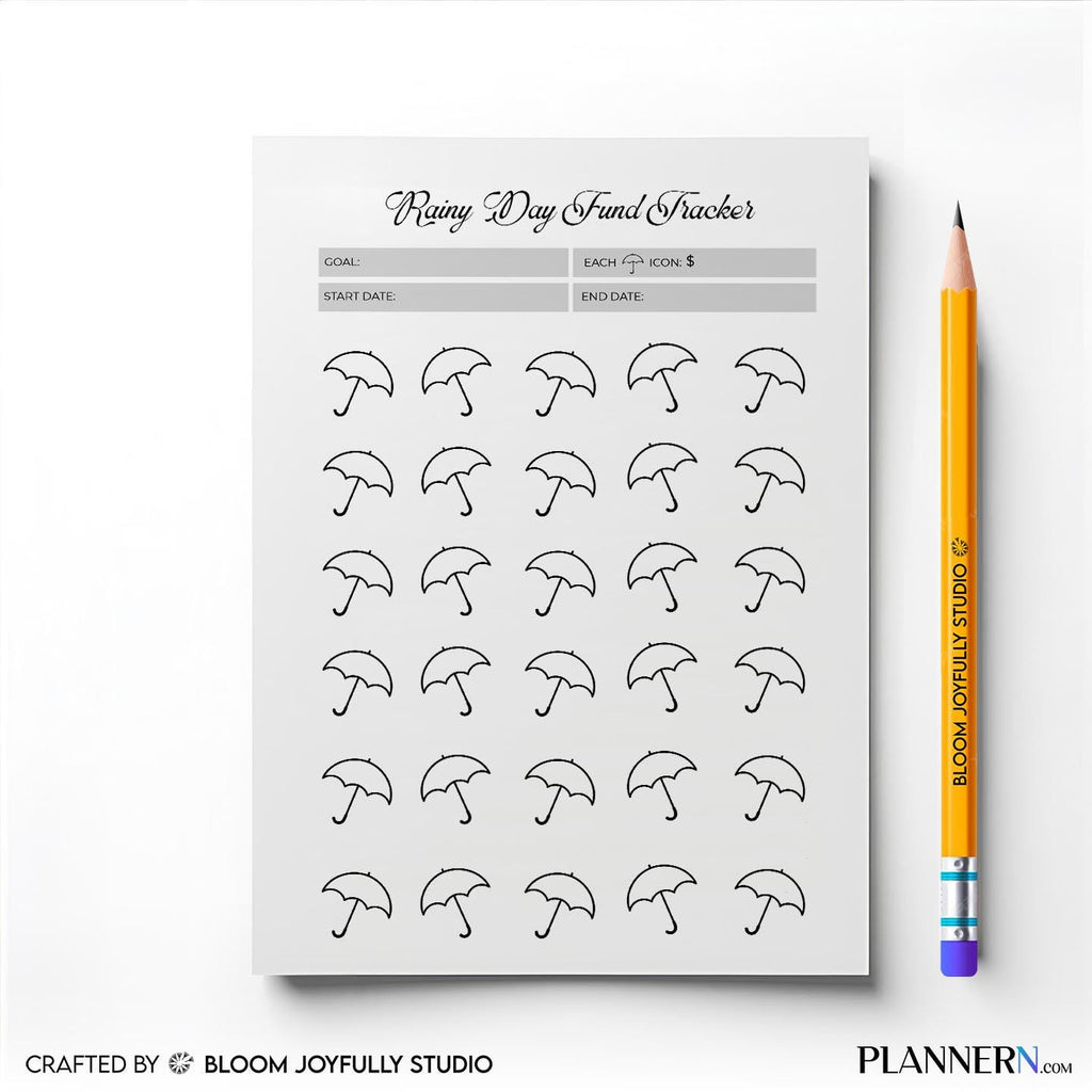 Budget Printable — Rainy Day Fund Tracker PRINTABLE, Emergency Savings tracker, Savings Goal Planner, Budge... | Bloom Joyfully printable