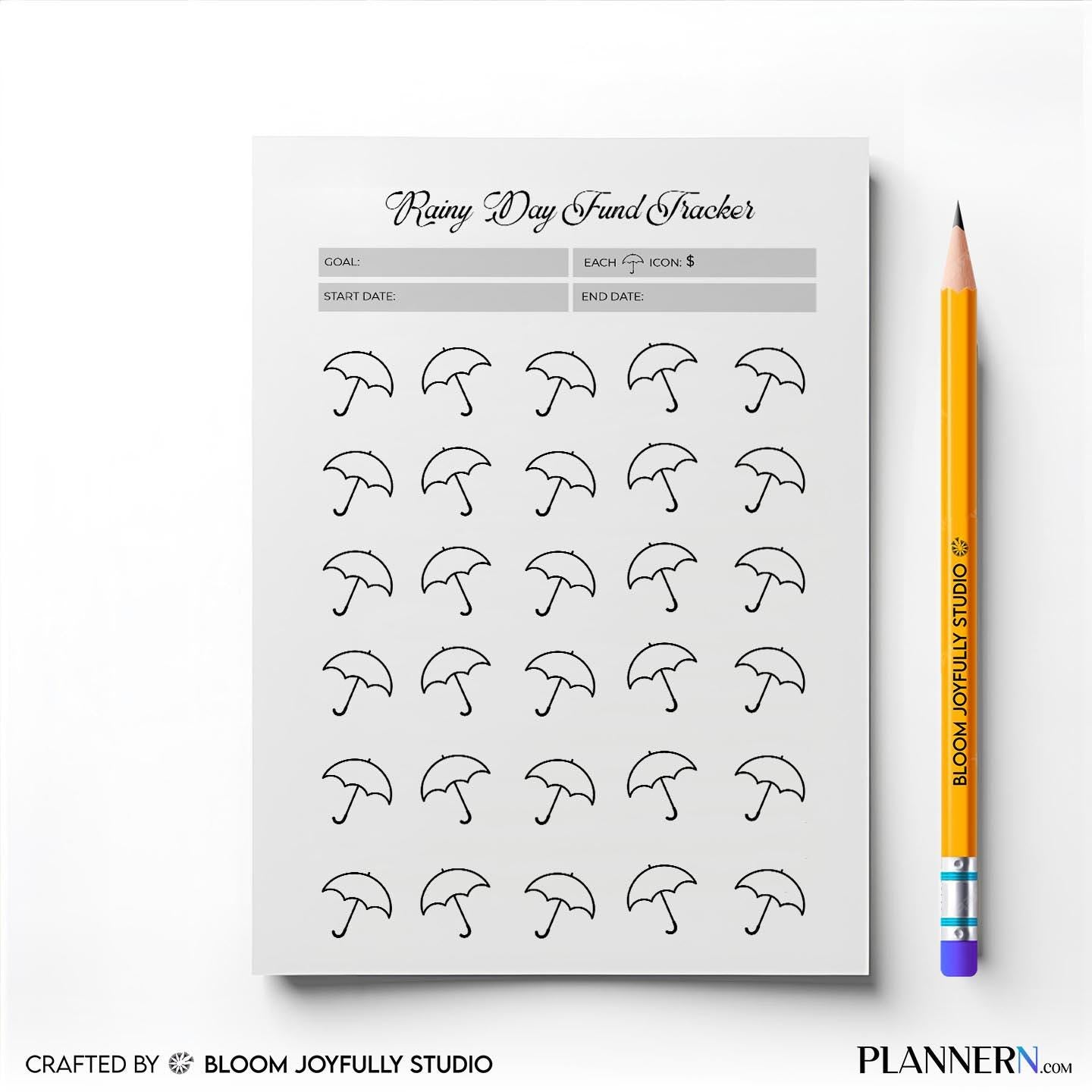 Budget Printable — Rainy Day Fund Tracker PRINTABLE, Emergency Savings tracker, Savings Goal Planner, Budge... | Bloom Joyfully printable