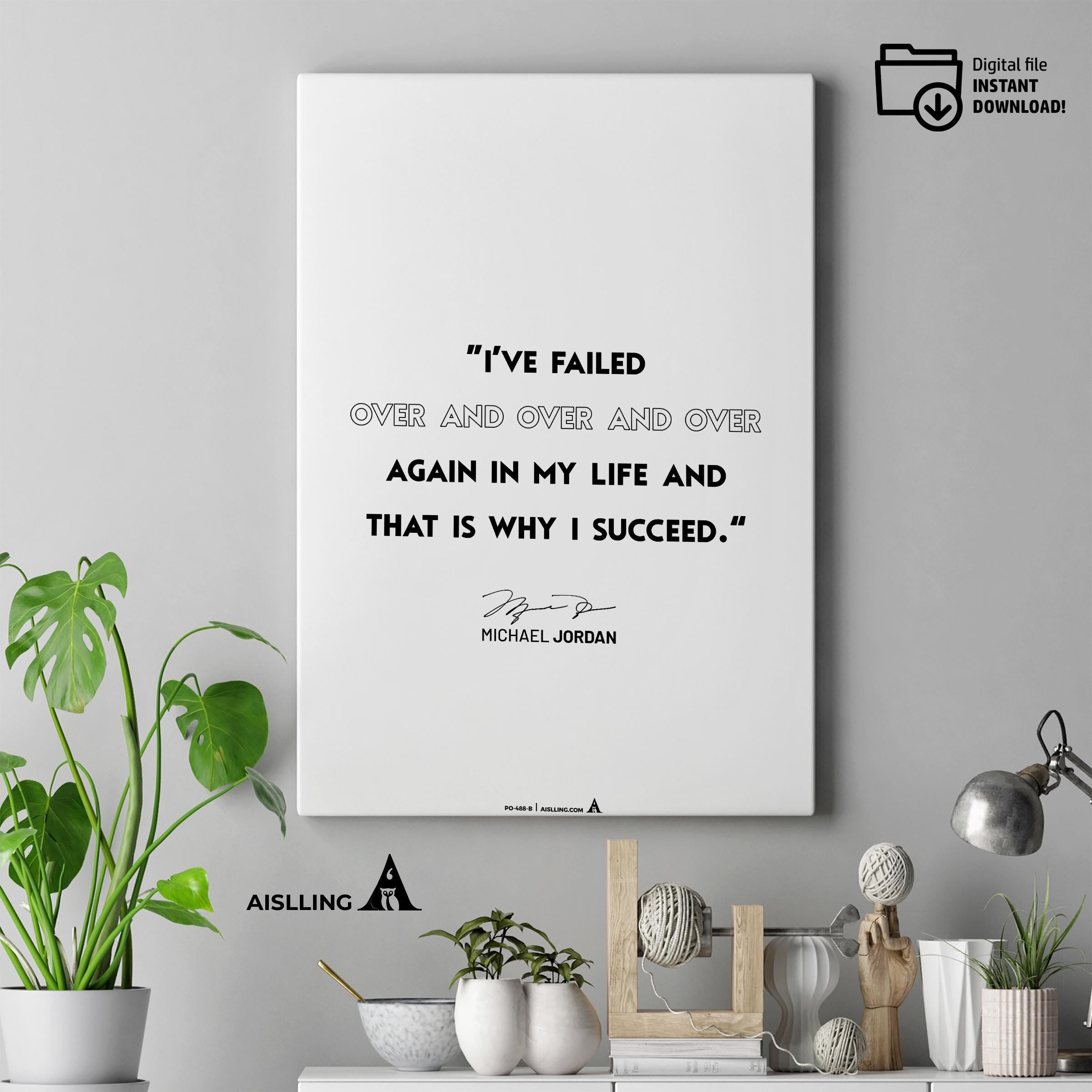 Athlete Quote — Michael Jordan Motivational Quote Art: Basketball Legend Poster (Digital Download | Aislling printable