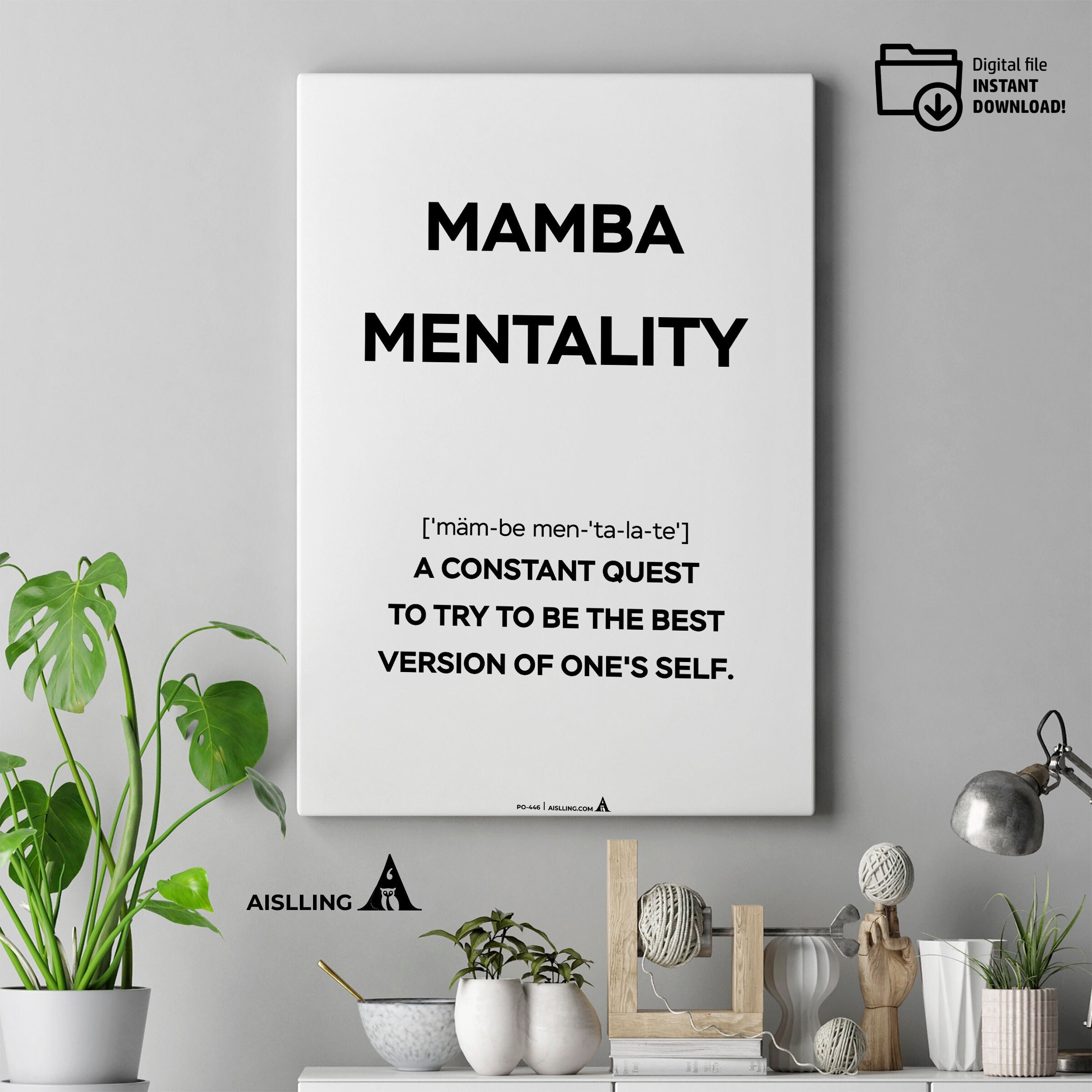 Aislling — Mamba Mentality Art Print, Kobe Bryant Inspirational Wall Decor, Motivational Quote Poster, Bask... | Aislling printable