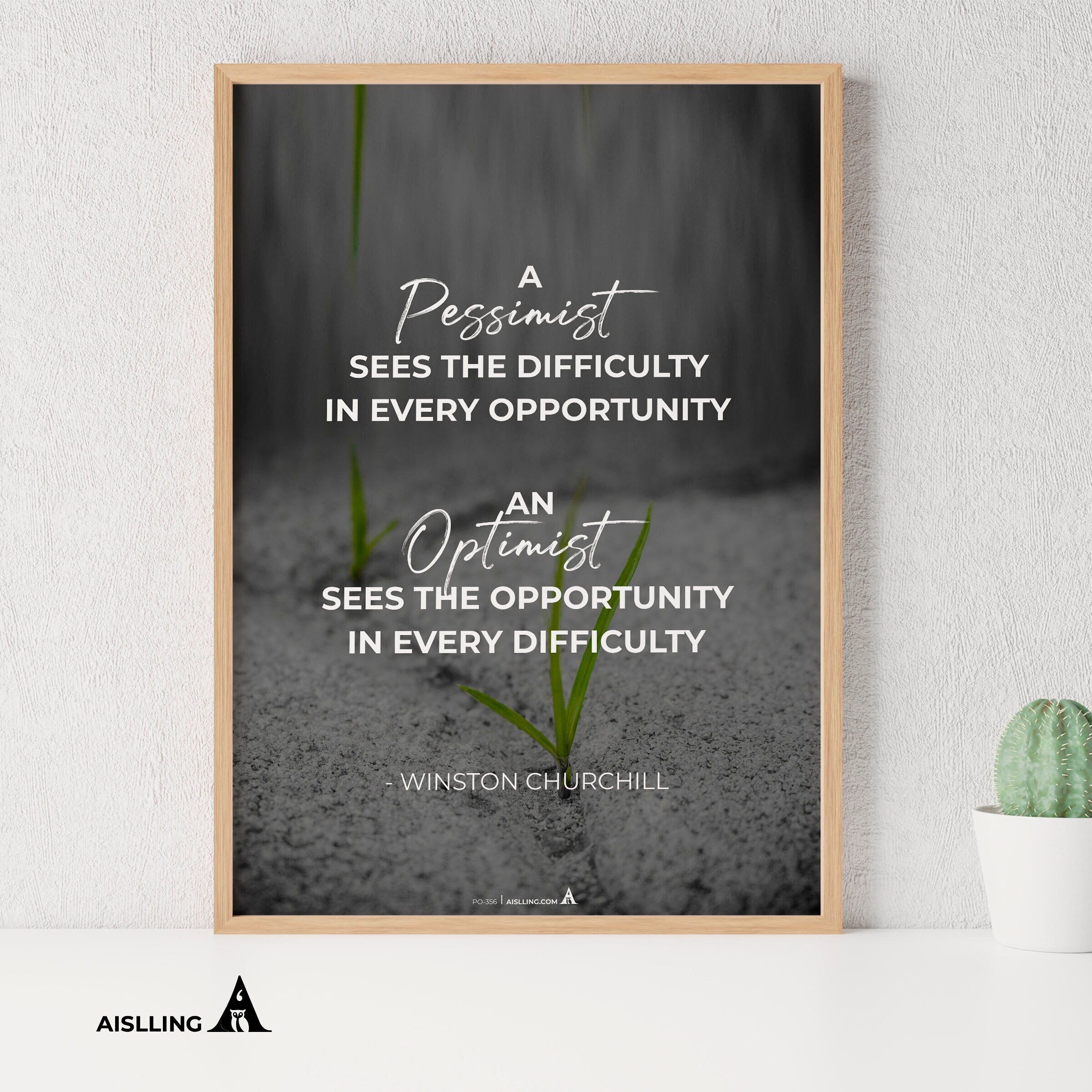 Aislling — Winston Churchill Quote Print The Pessimist Sees Difficulty Home Decor Wall Art Printables Motiv... | Aislling printable