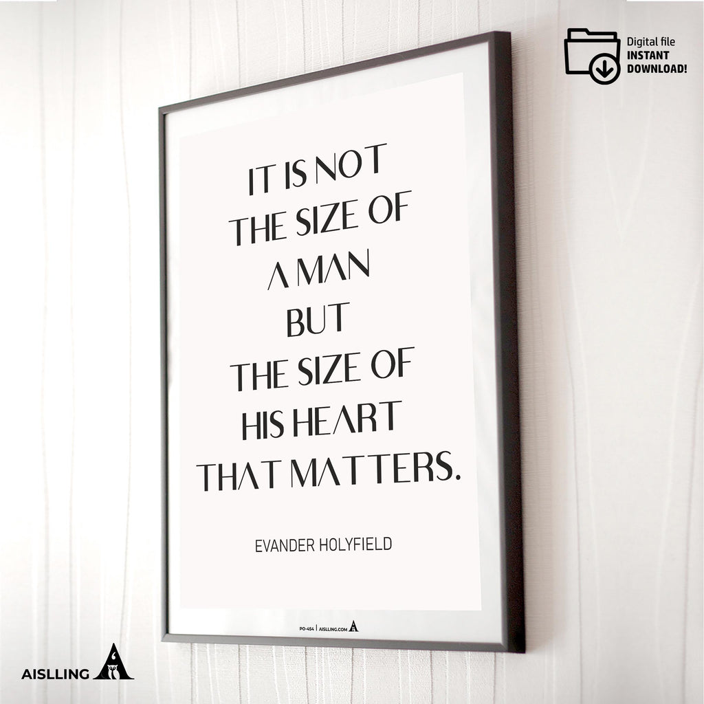 Aislling — Inspirational Quote Wall Art for Boys Room, "It's Not the Size of a Man", Black & White Printabl... | Aislling printable