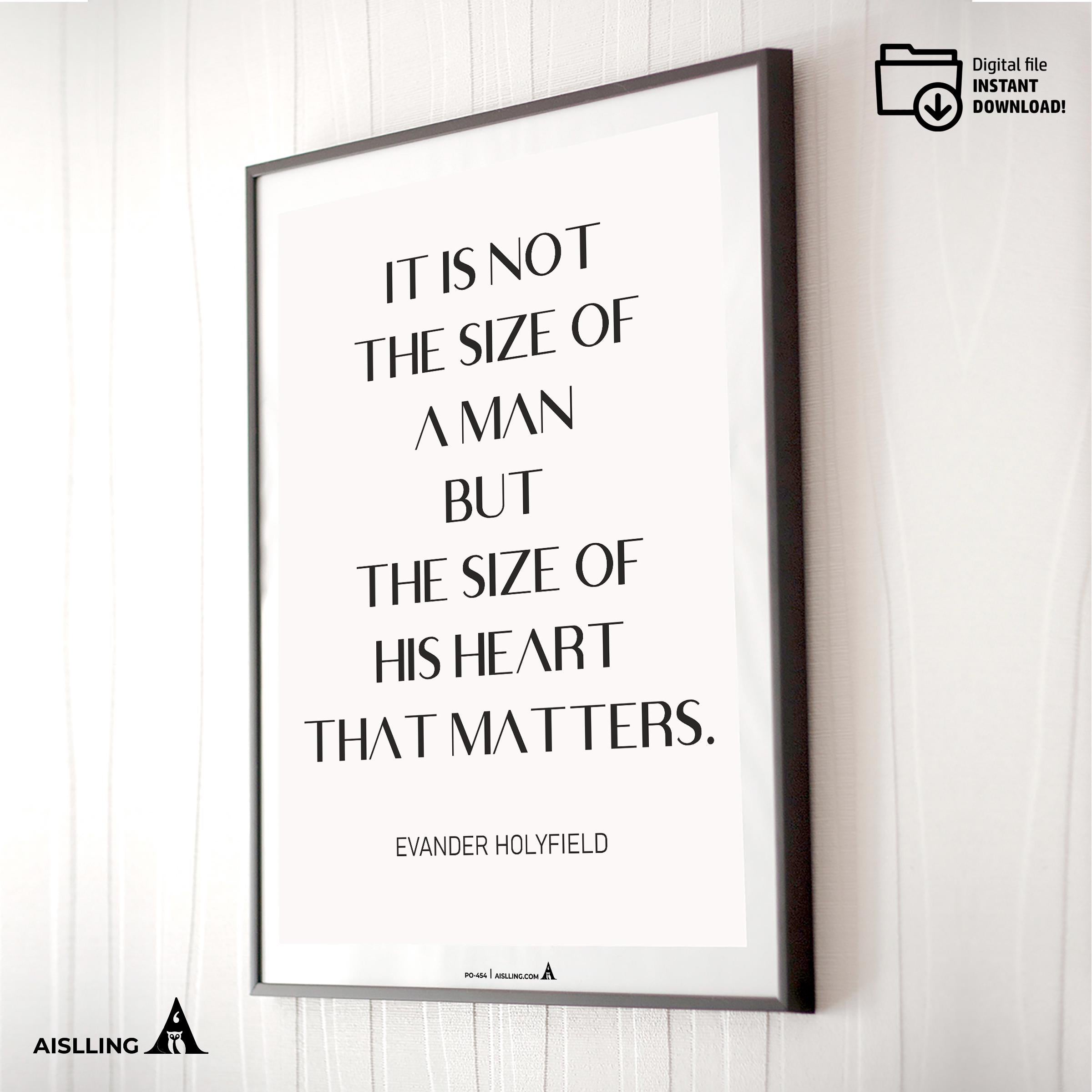 Aislling — Inspirational Quote Wall Art for Boys Room, "It's Not the Size of a Man", Black & White Printabl... | Aislling printable