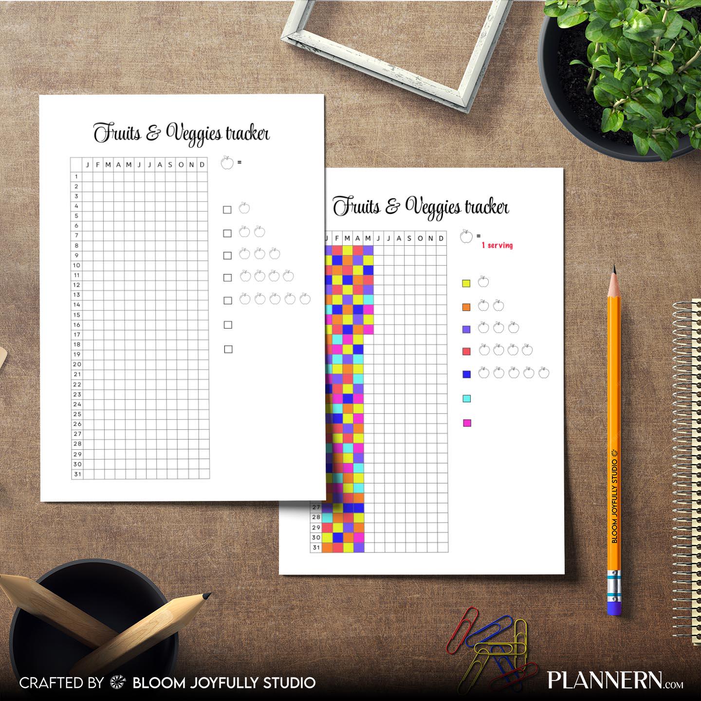 Clean Eating Tracker — Fruits and Veggies Tracker PRINTABLE, Daily Fruit & Vegetable Intake Log, Healthy Ea... | Nutri Track printable