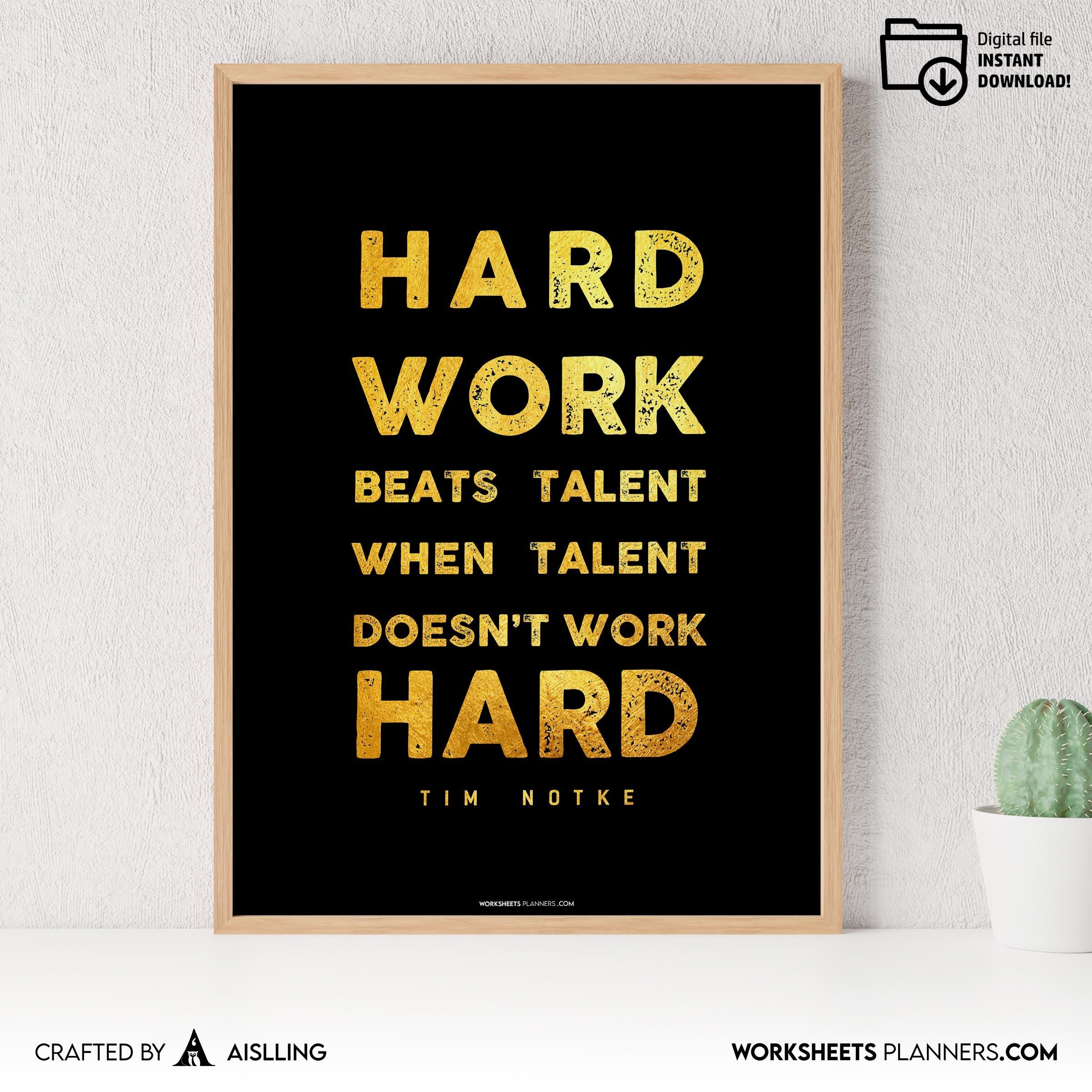 Aislling — Hard work beats Quotes, NBA Sports, Printable NBA Poster, Teenager kid basketball gift, NBA post... | Aislling printable