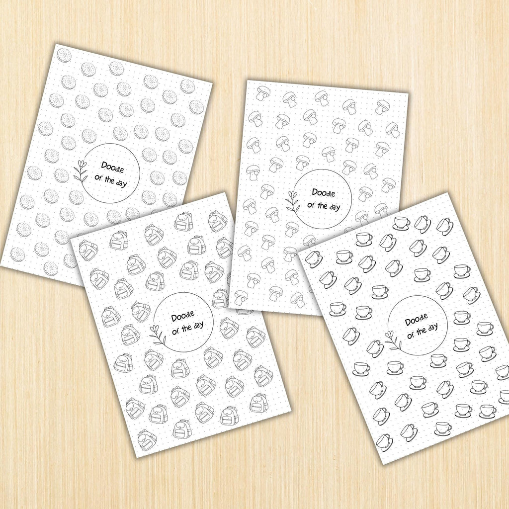 365 Days Drawing — DOODLE of the Day Bundle, Creative Doodle of the Day, Daily Doodle Journal, PRINTABLE Jo... | Mindfulness printable