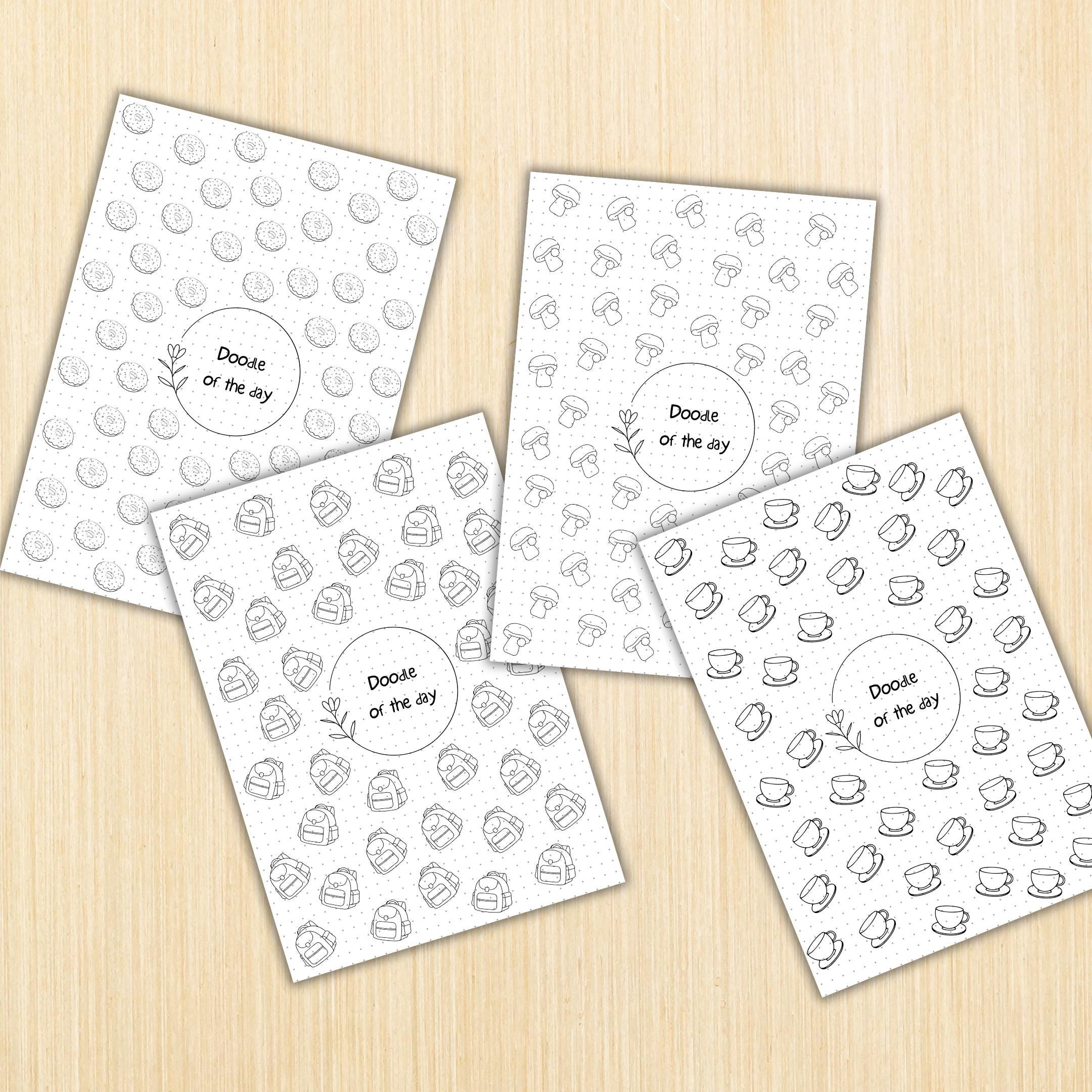 365 Days Drawing — DOODLE of the Day Bundle, Creative Doodle of the Day, Daily Doodle Journal, PRINTABLE Jo... | Mindfulness printable