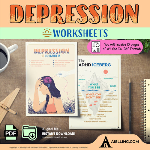 Depression Workbook, depression spiral, depression coping, cognitive restructuring, therapy worksheets, school counsellor, teen therapy