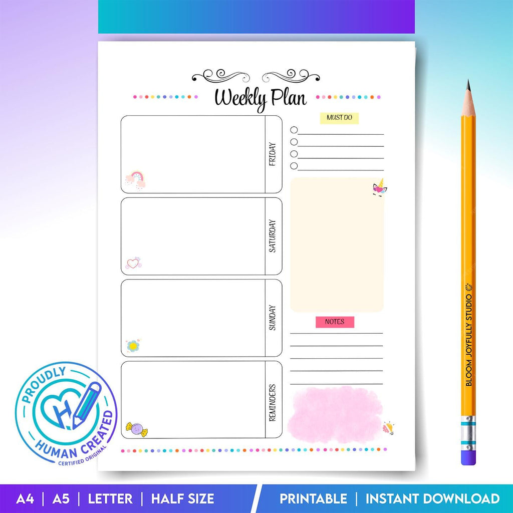 Digital Planner — Weekly Planner Tracker Printable, Weekly Planner, Goal Setting Worksheet, Productivity Pl... | Bloom Joyfully printable