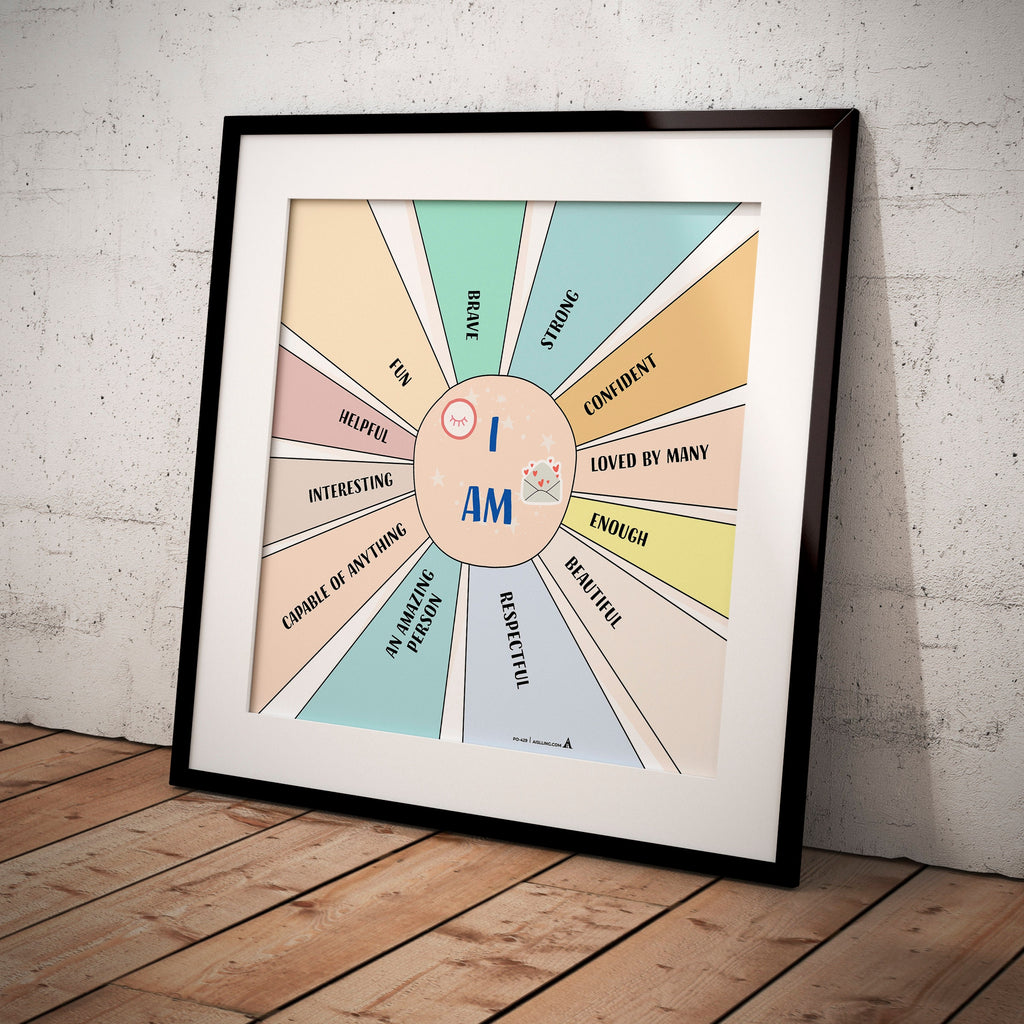 I am affirmations, affirmation poster, affirmation print, therapy office decor, counselling office decor, positive affirmation poster, self