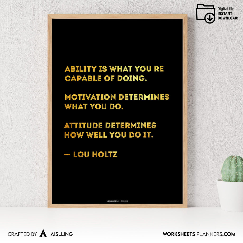 Aislling — Motivational Quote Wall Art Printable, Ability Motivation Attitude Poster, Minimalist Office Dec... | Aislling printable
