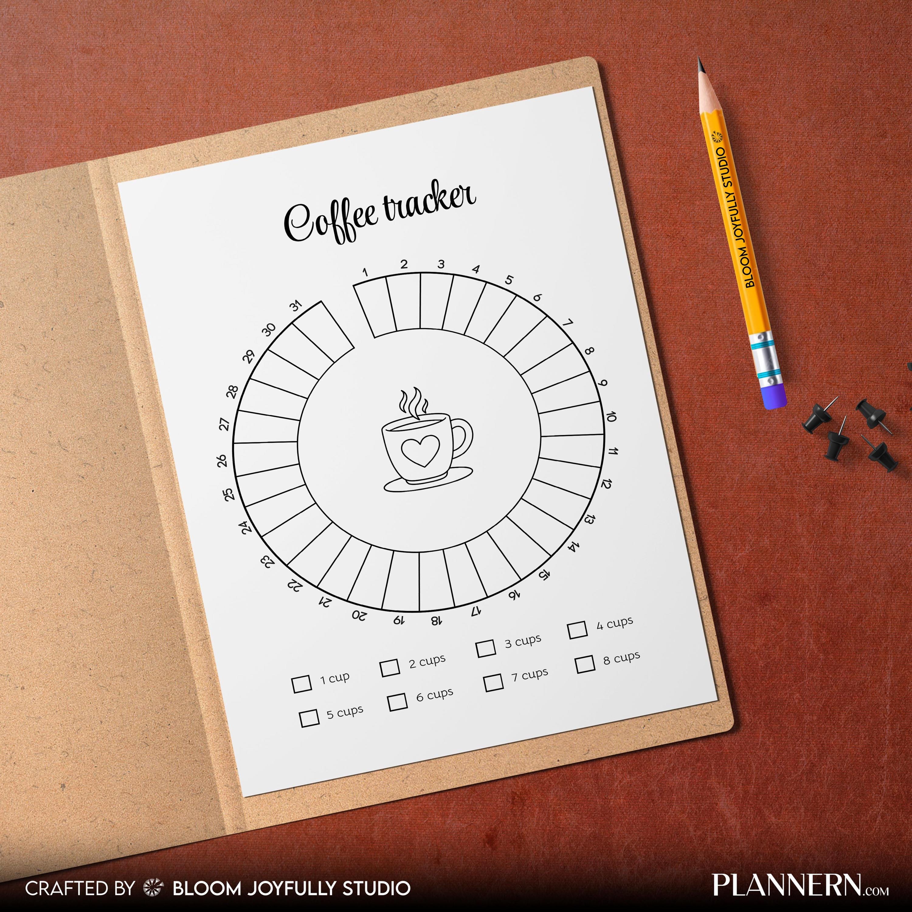 Aesthetic Planner — Coffee Tracker PRINTABLE, Health Tracker, Track coffee Intake, Caffeine Tracker, Food T... | Bloom Joyfully printable