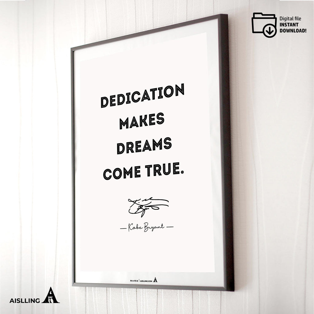 Kobe Bryant Mamba Mentality Quotes printable inspirational quotes for home office | image | Instant Download for basketball mom