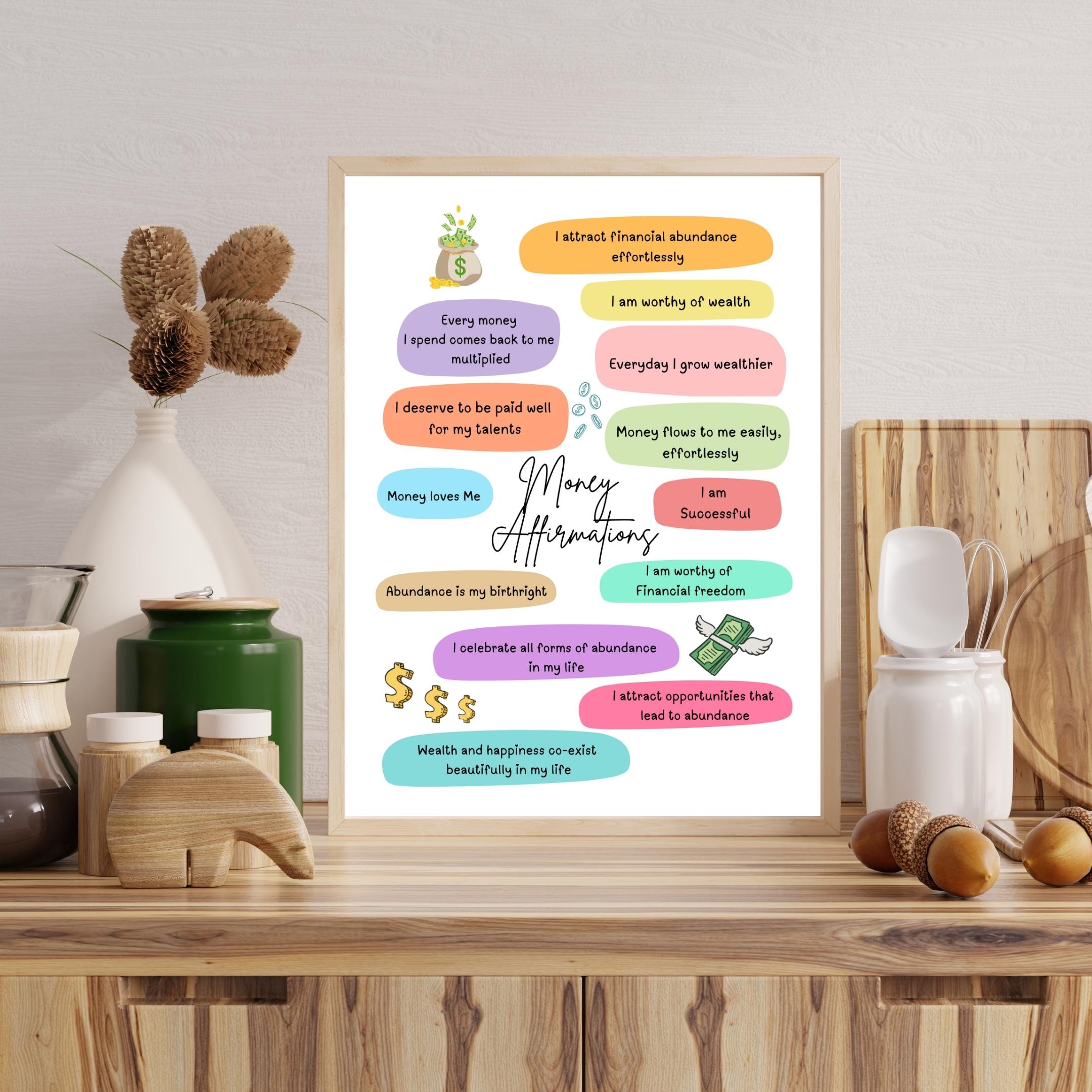 Abundance Mindset — Money Affirmations Printable, Manifest Wealth & Success, Wall Print, Positive Wealth, A... | Aislling printable