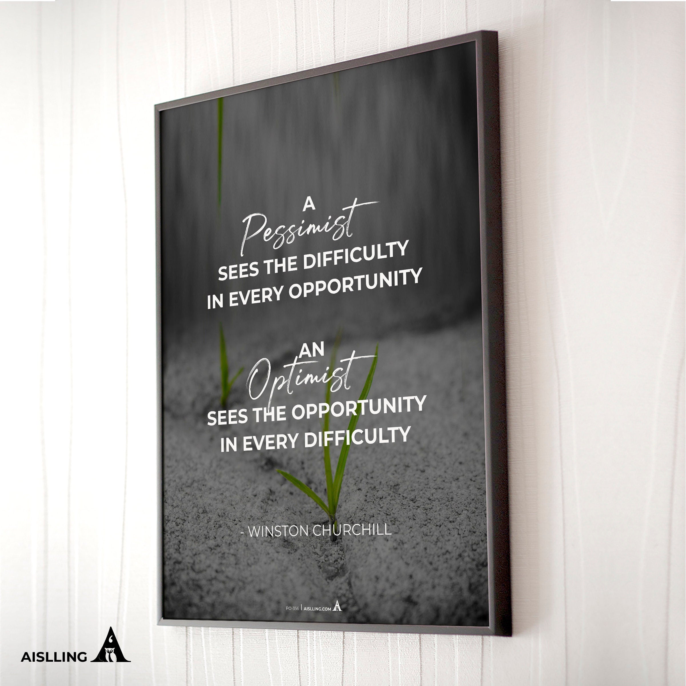 Aislling — Winston Churchill Quote Print The Pessimist Sees Difficulty Home Decor Wall Art Printables Motiv... | Aislling printable