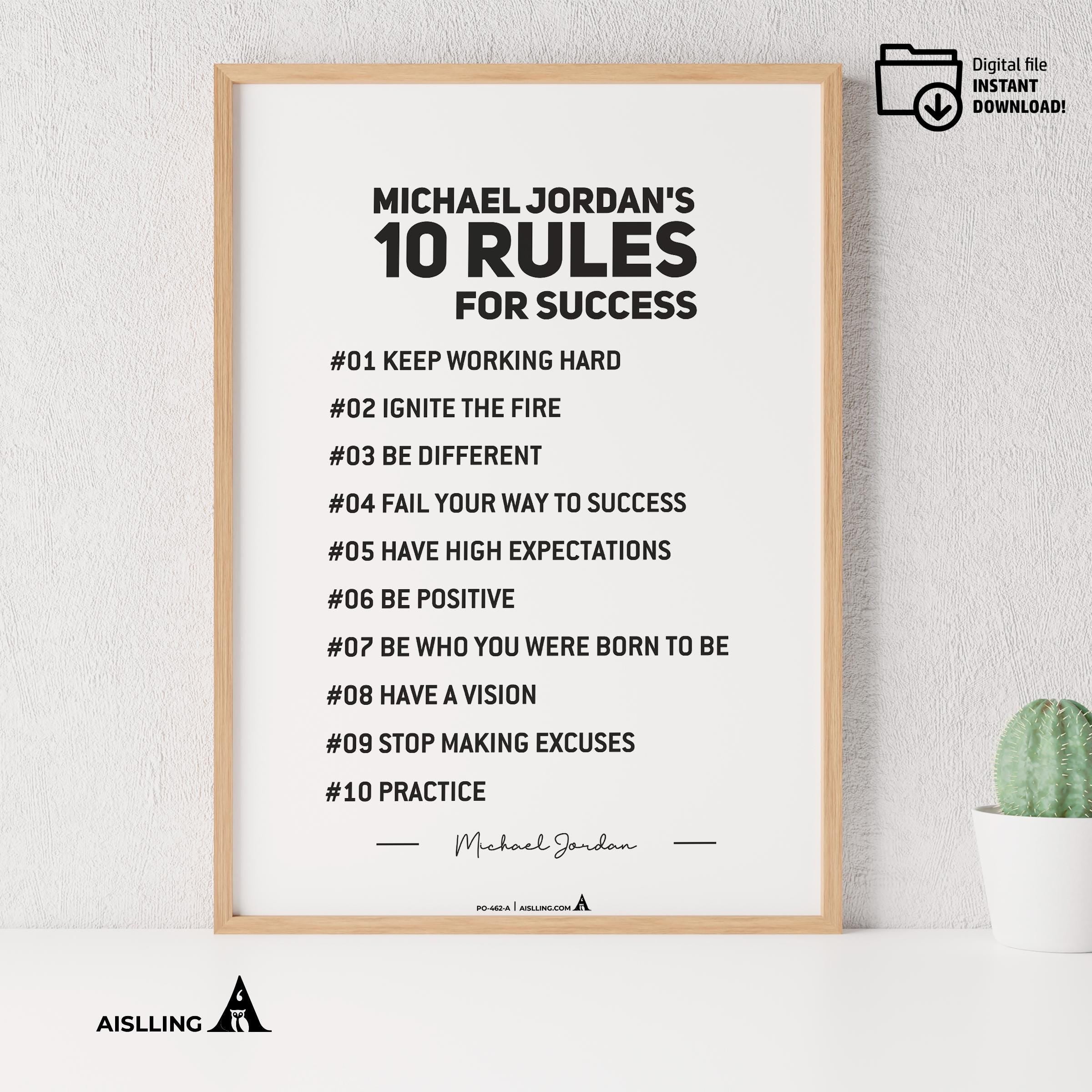 Aislling — Michael Jordan Quotes Digital Printable Wall Art Inspirational Quotes Jordan Mentality Poster Ba... | Aislling printable