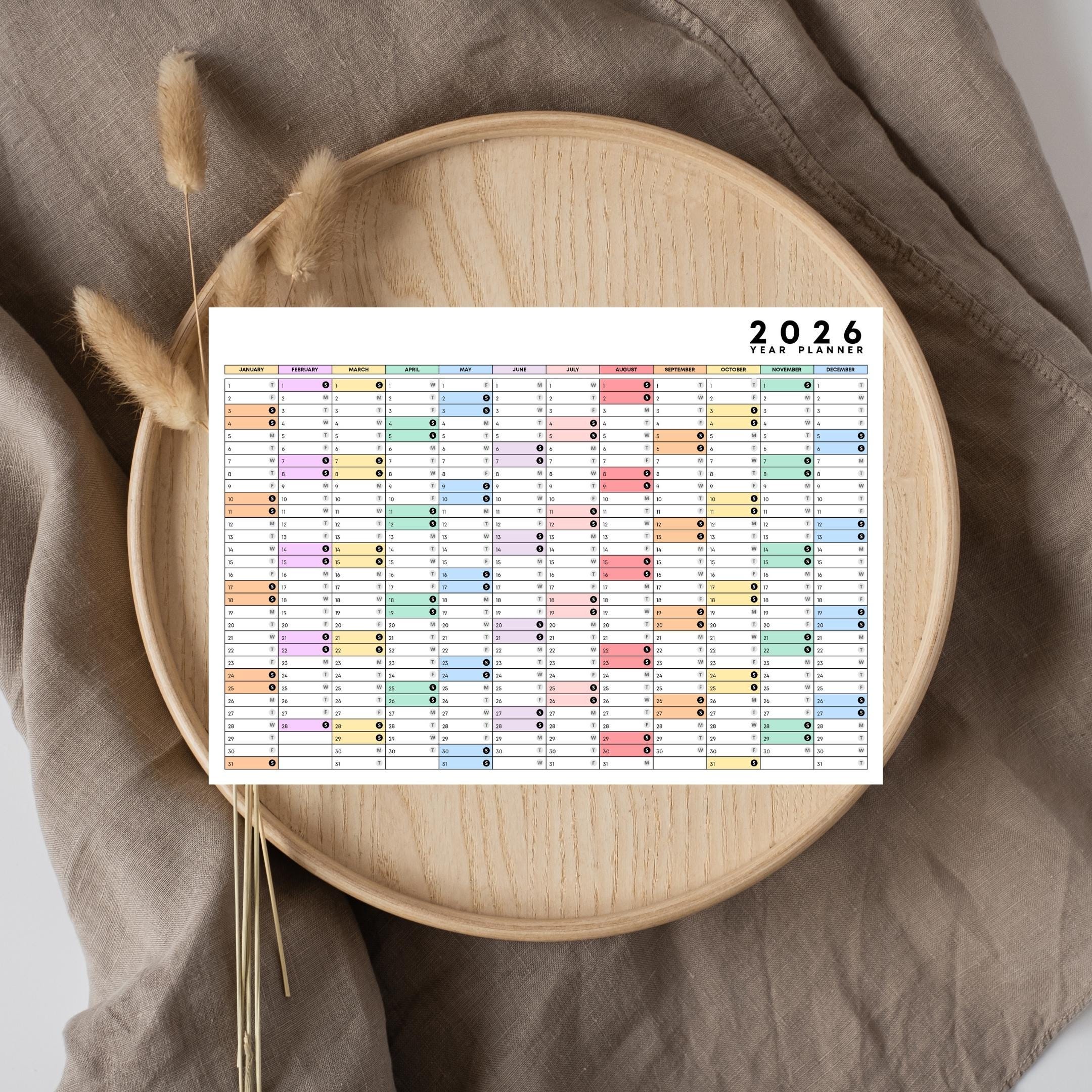 2026 Planner — 2026 PRINTABLE Wall Calendar, Dated Calendar, PDF, Different Sizes Available, Plan Your Day ... | Bloom Joyfully printable