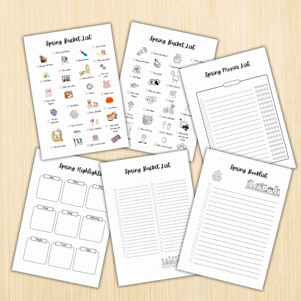 Daily Journal Print — Spring Journal Bundle, Spring Blossom Journal PRINTABLE, Seasonal Planner, Spring Buc... | Mindfulness printable