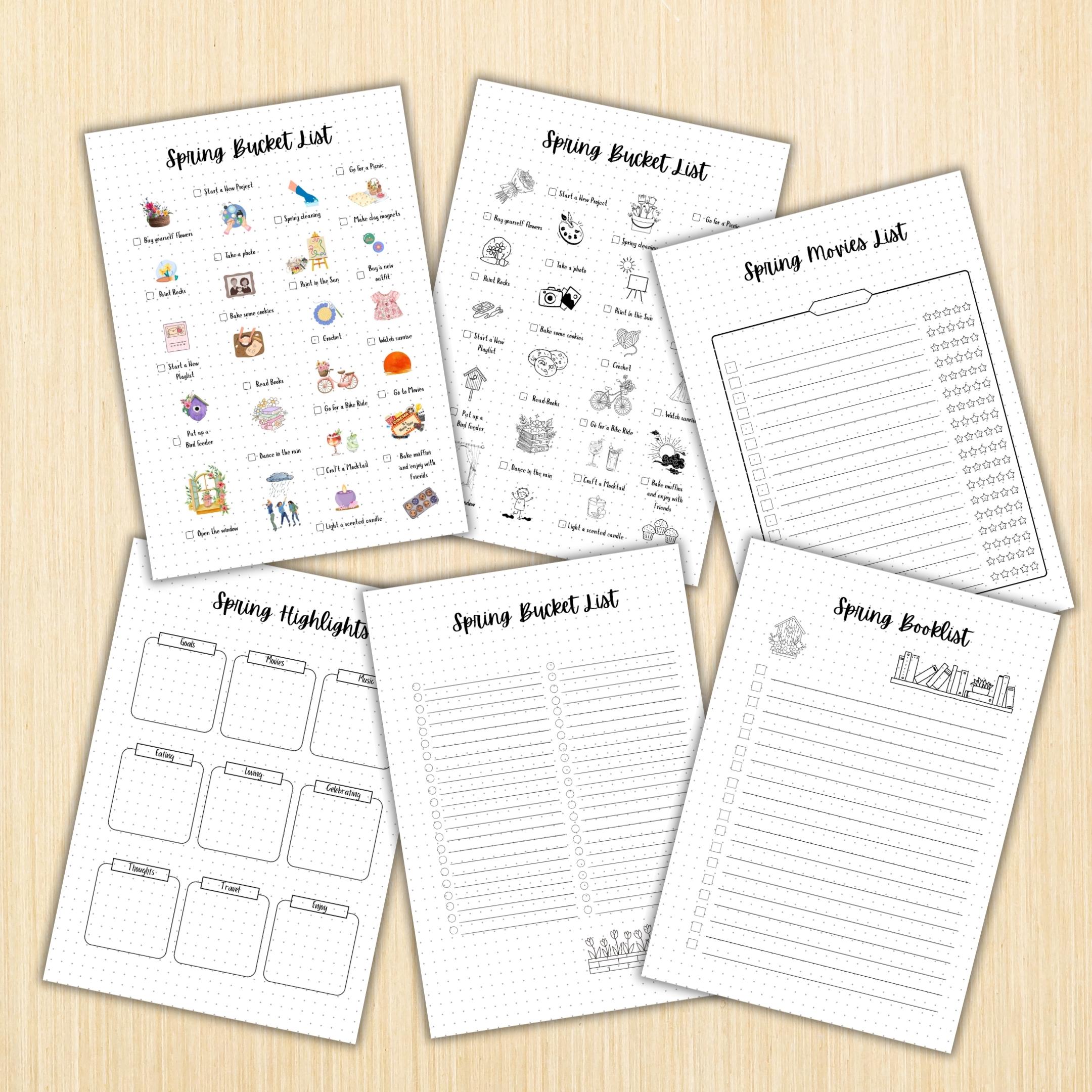 Daily Journal Print — Spring Journal Bundle, Spring Blossom Journal PRINTABLE, Seasonal Planner, Spring Buc... | Mindfulness printable