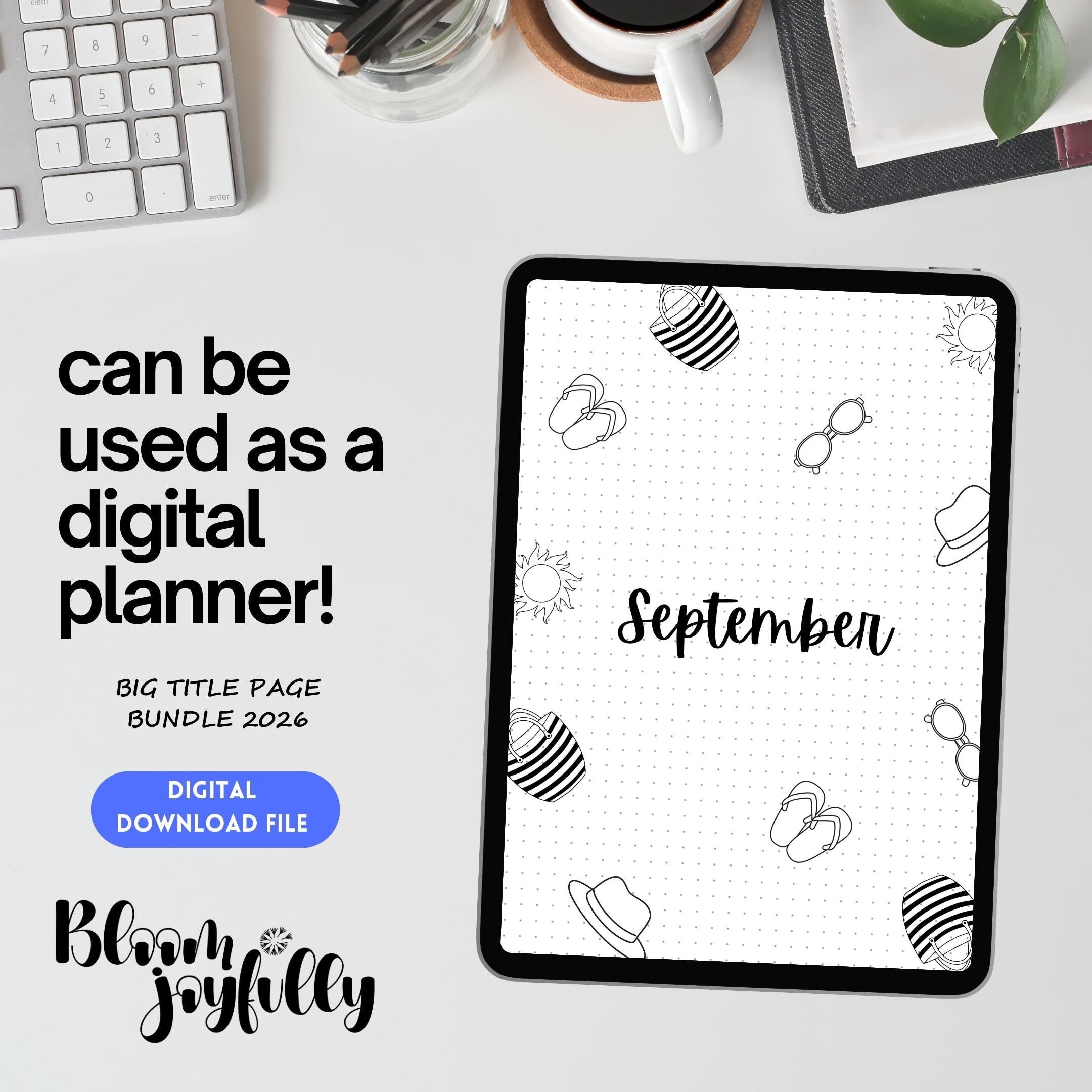 Aesthetic Planner — BIG TITLE Page Bundle 2026, Digital Planner Pages, PRINTABLE Calendar Title Page, Digit... | Bloom Joyfully printable