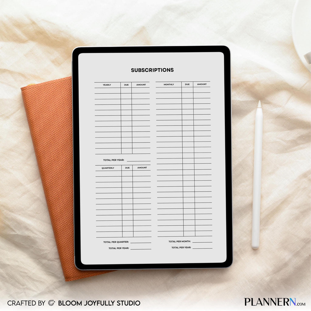Bills Tracker — Subscription Tracker PRINTABLE, Expense Tracker, Bill Tracker, Subscription Planner, Bill P... | Bloom Joyfully printable