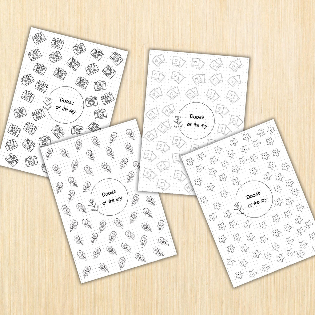 365 Days Drawing — DOODLE of the Day Bundle, Creative Doodle of the Day, Daily Doodle Journal, PRINTABLE Jo... | Mindfulness printable