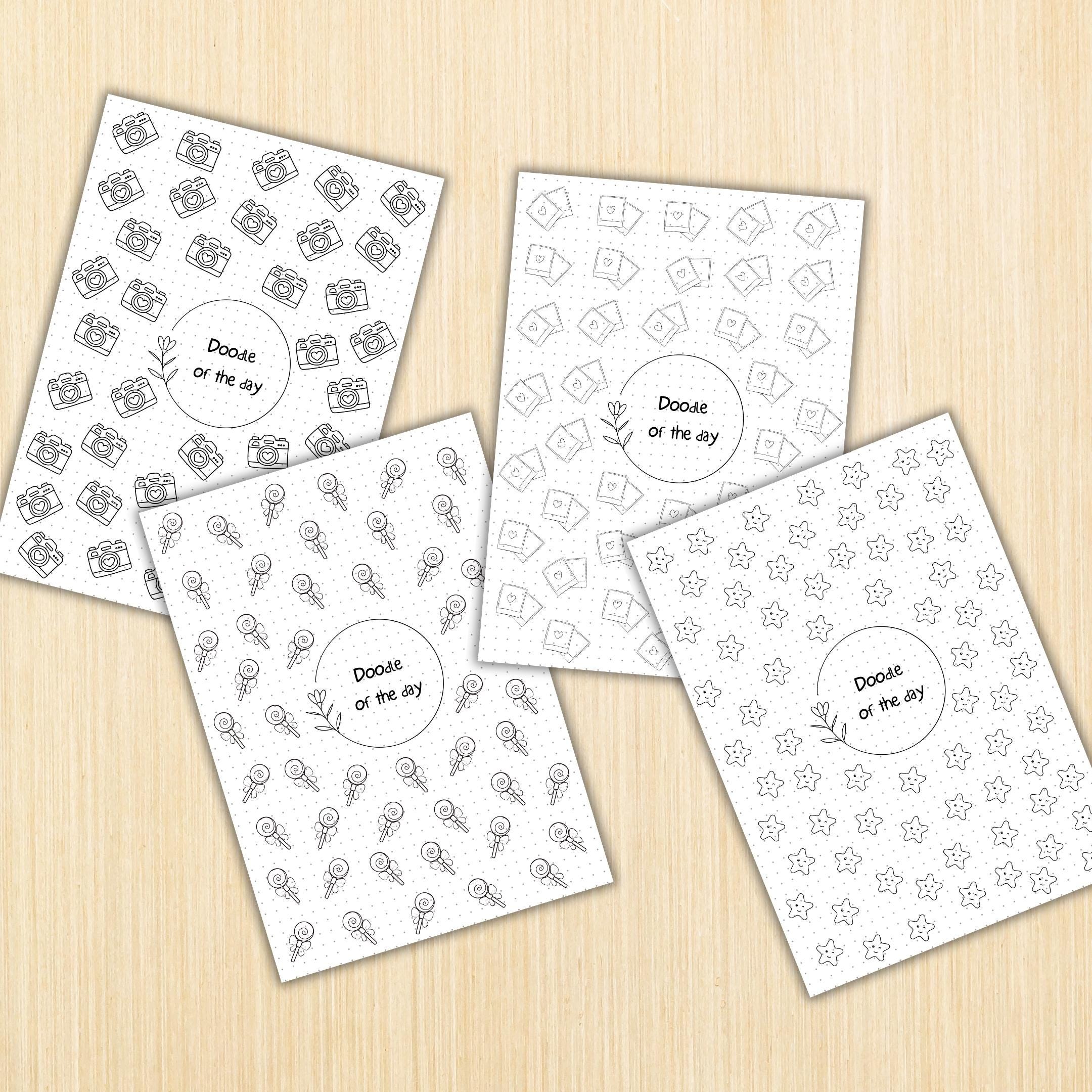 365 Days Drawing — DOODLE of the Day Bundle, Creative Doodle of the Day, Daily Doodle Journal, PRINTABLE Jo... | Mindfulness printable