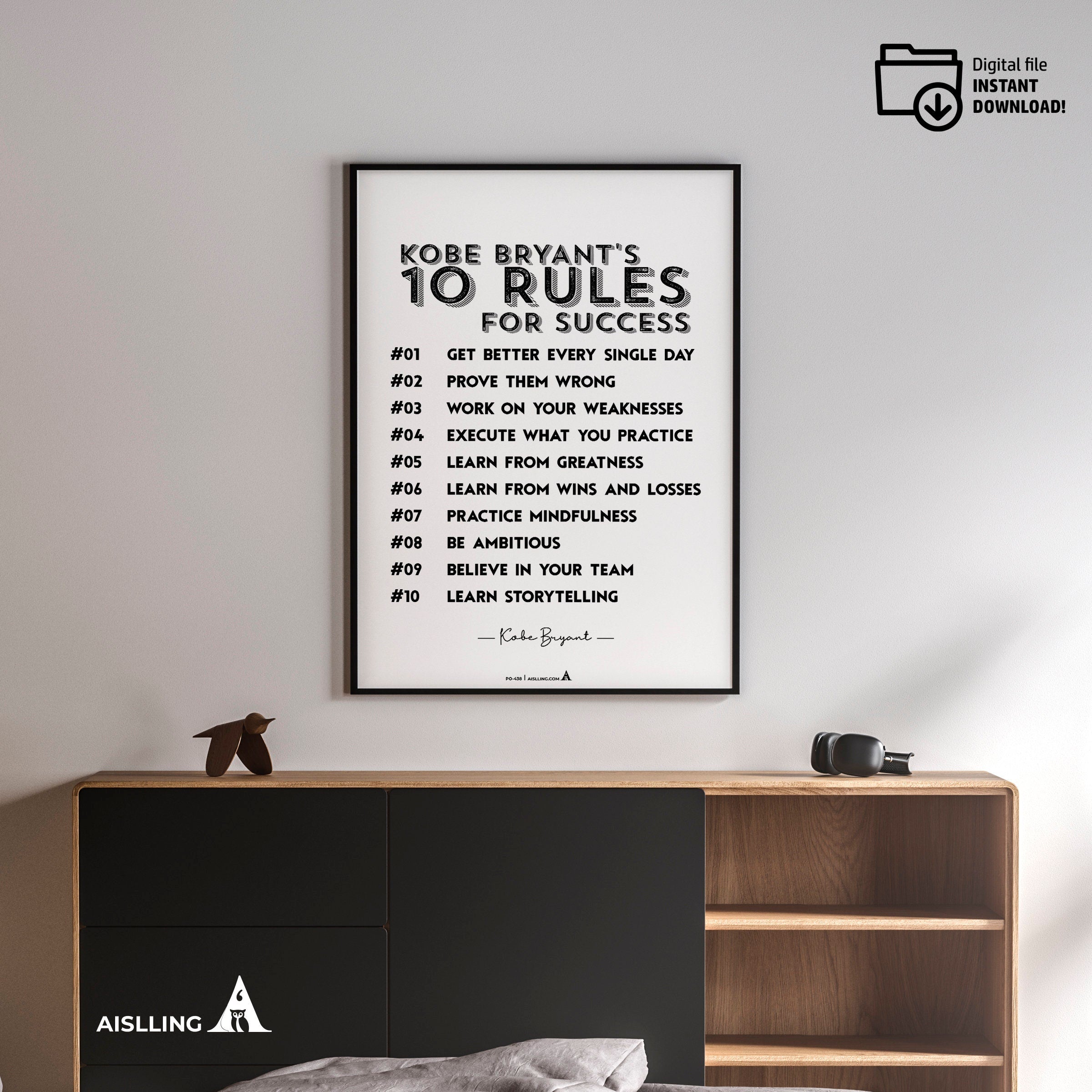 Art For Motivation — Minimalist Mamba Mentality Quote Kobe Bryant’s Poster, NBA Sports, Printable NBA Poste... | Aislling printable