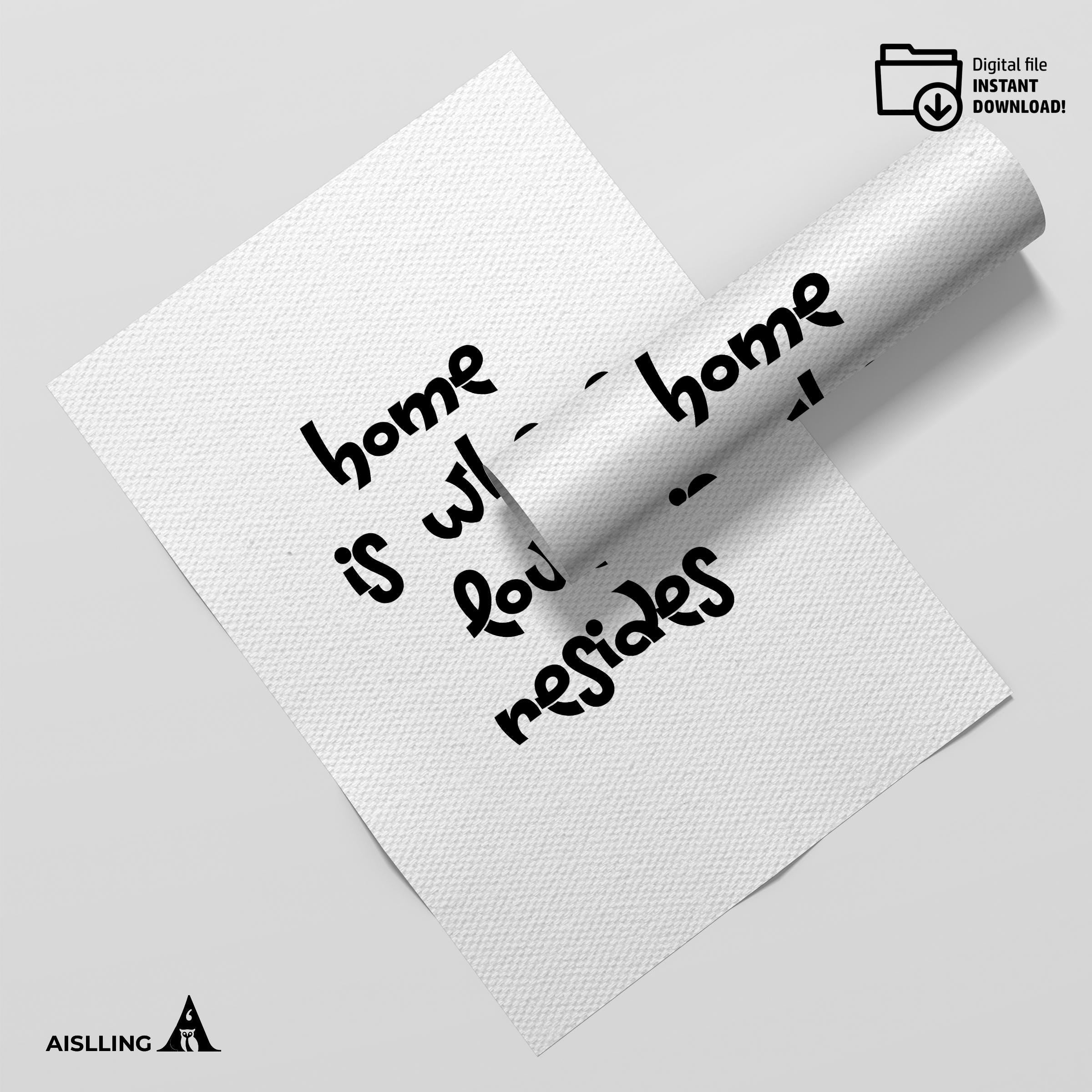 Digital Print — Home is Where Love Resides Printable Wall Art, Family Quote Decor, Modern Print, Digital Do... | Aislling printable