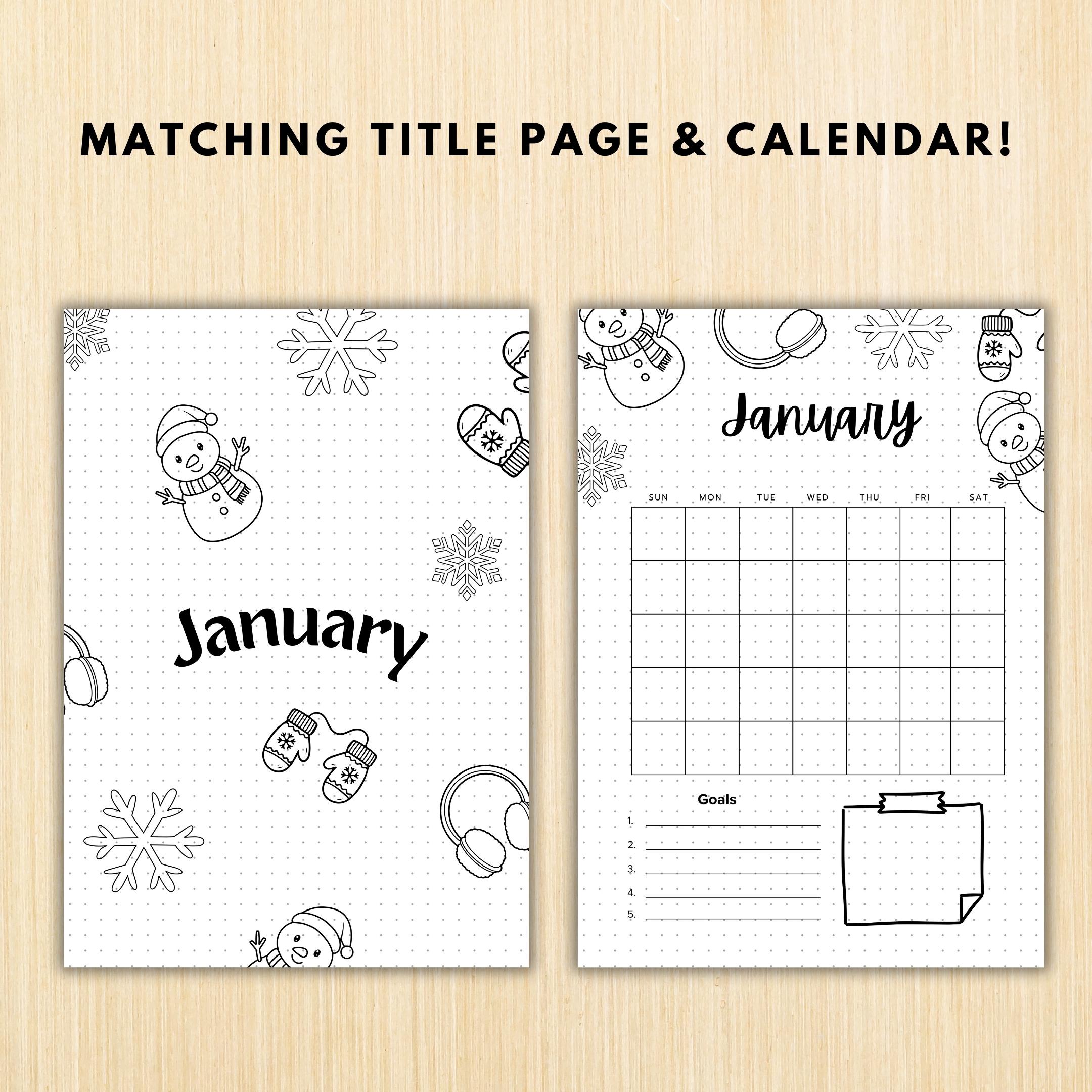 Calendar Pages — January Title Page, PRINTABLE Calendar, January Calendar, January Journal Cover, Calendar ... | Bloom Joyfully printable