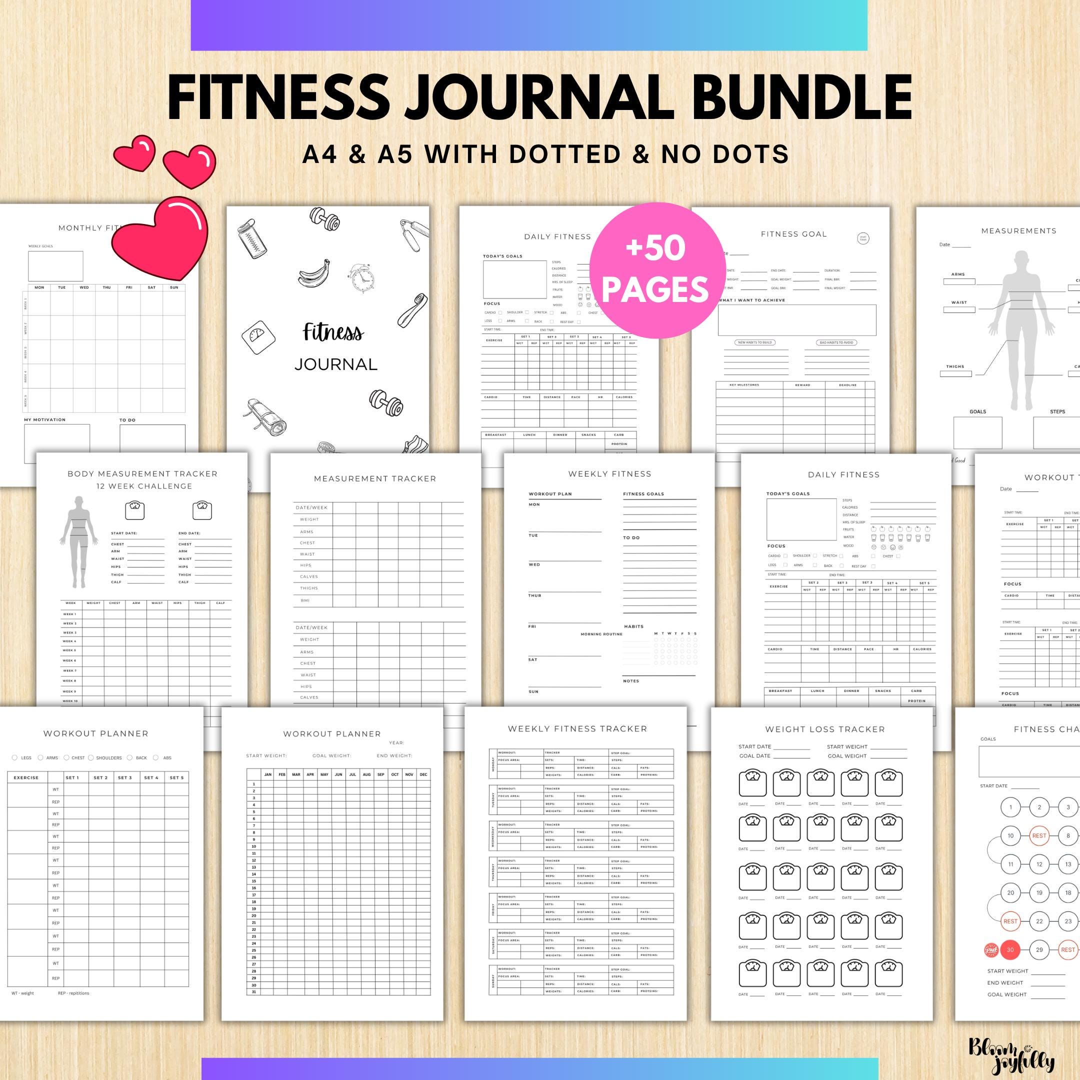 Daily Fitness Plan — FITNESS Tracker Printable Bundle, Health & Workout Planner, Fitness Tracker Kit, Worko... | Nutri Track printable