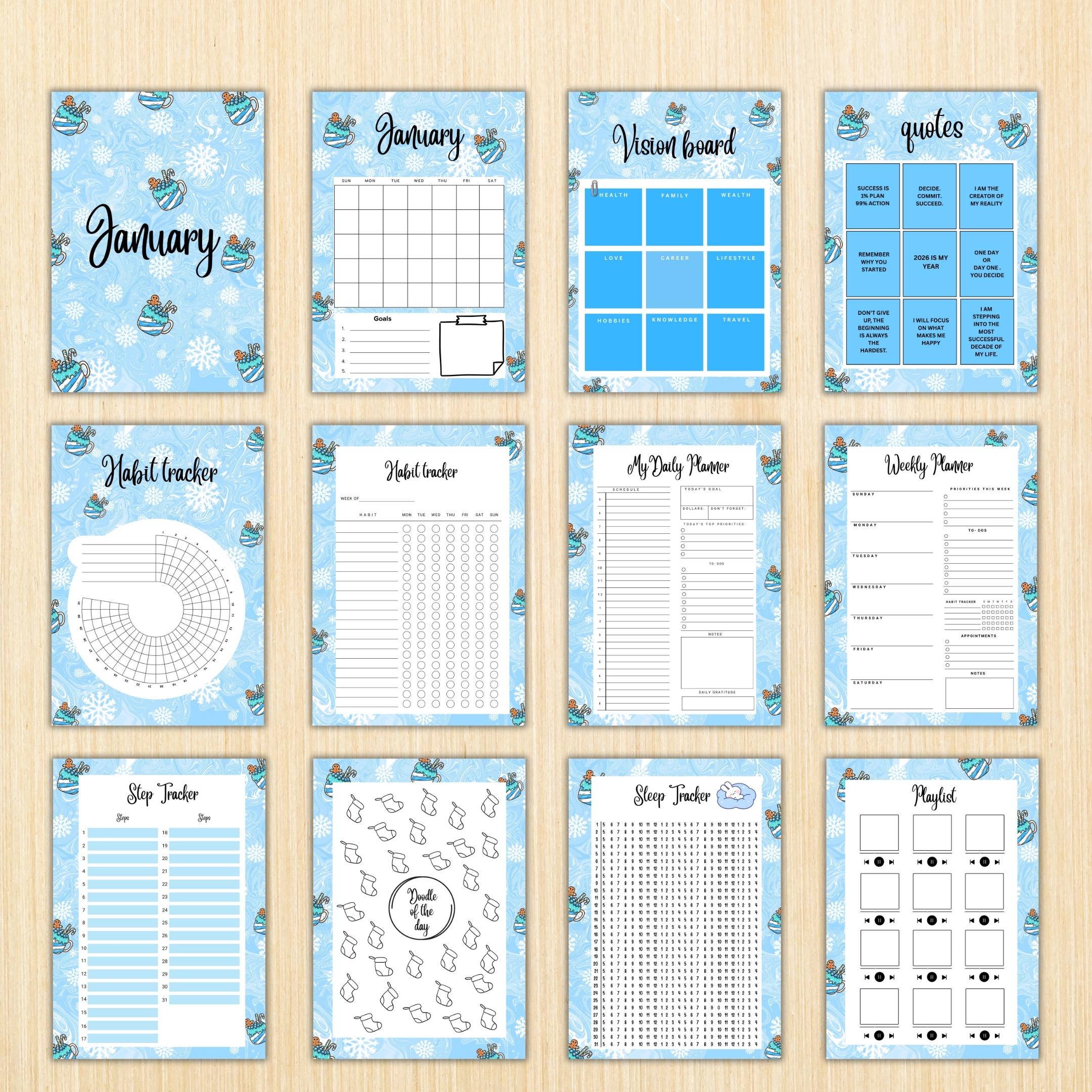 Digital Planner — January Monthly Tracker PRINTABLE, New Year Habit Tracker, Goal and Routine Planner, Inst... | Bloom Joyfully printable