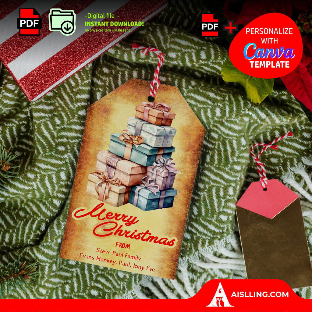 Christmas Gifts — Personalized Christmas Tags holiday tags, Editable Christmas Holiday Gift Tags, Gift Tag ... | Bloom Joyfully printable