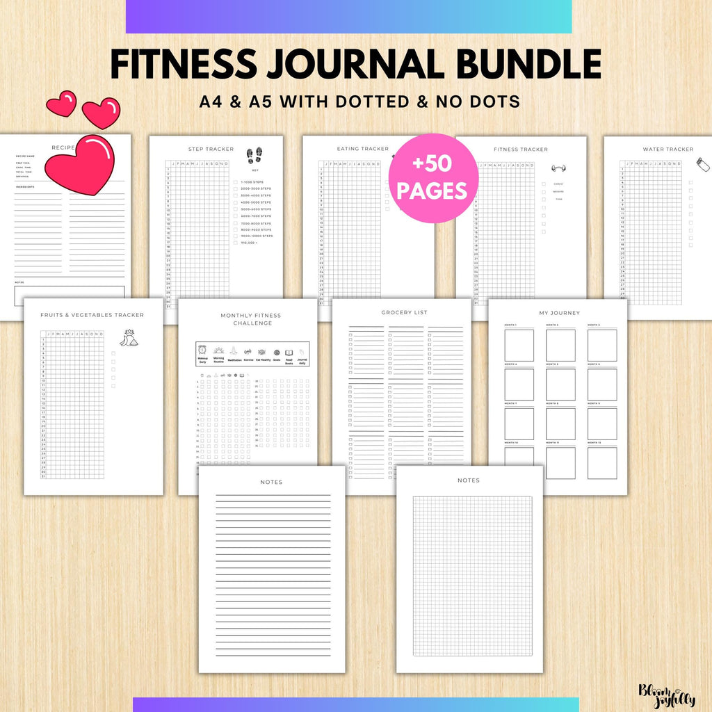 Daily Fitness Plan — FITNESS Tracker Printable Bundle, Health & Workout Planner, Fitness Tracker Kit, Worko... | Nutri Track printable