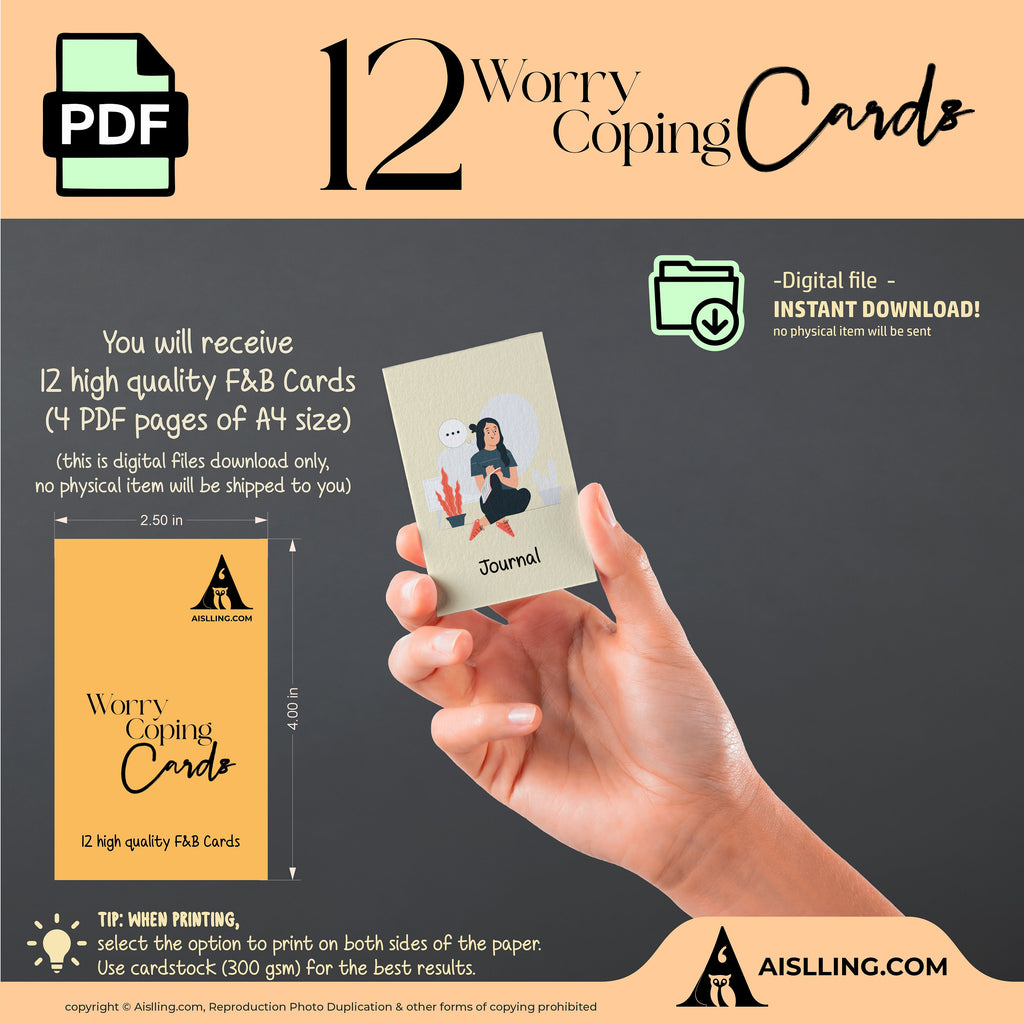 Adhd Worksheets — Worry Coping Cards Therapy Tools Mindfulness Cards Therapy Office Decor Social Psychology... | Mindfulness printable