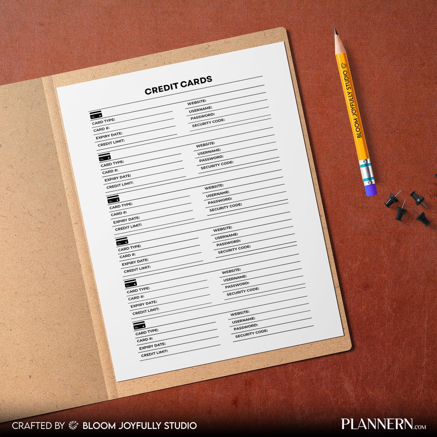 Budget Planner — Credit Card Information Tracker PRINTABLE, Card Details and Payment Log, Finance Planner, ... | Bloom Joyfully printable