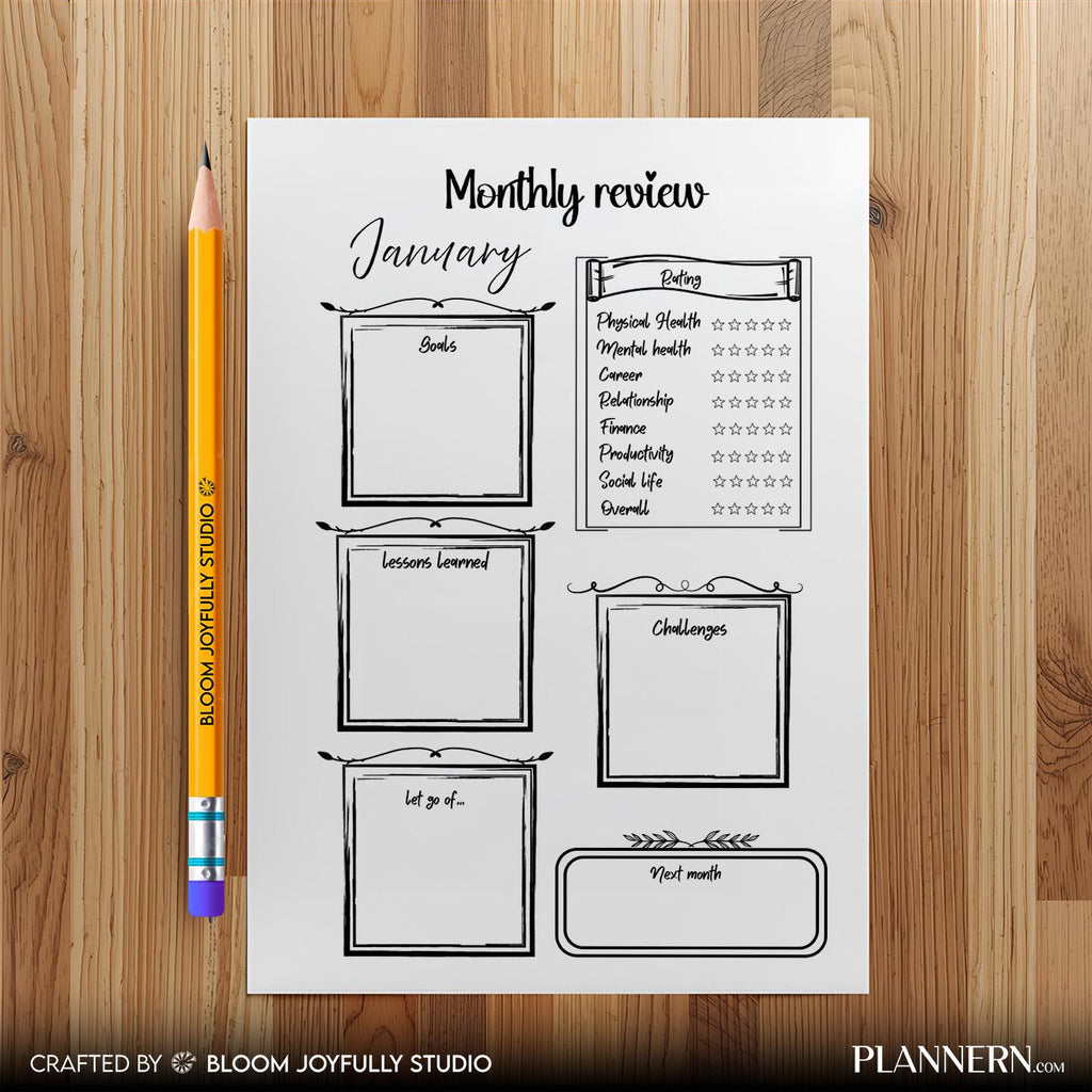 Digital Planner — Monthly Reflection PRINTABLE, Productivity and Goal Review Sheet, Monthly Reset Planner, ... | Bloom Joyfully printable