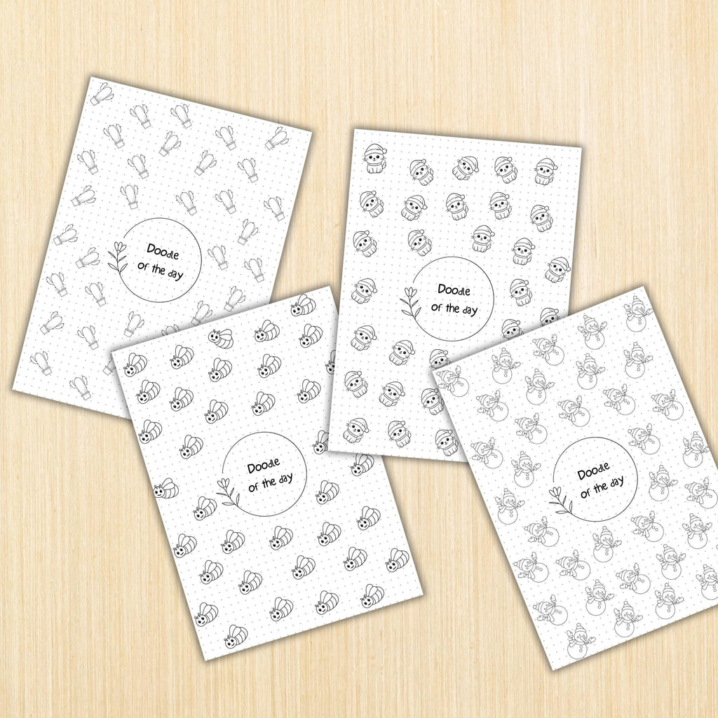 365 Days Drawing — DOODLE of the Day Bundle, Daily Doodle Journal, Creative Doodle of the Day, PRINTABLE Jo... | Mindfulness printable