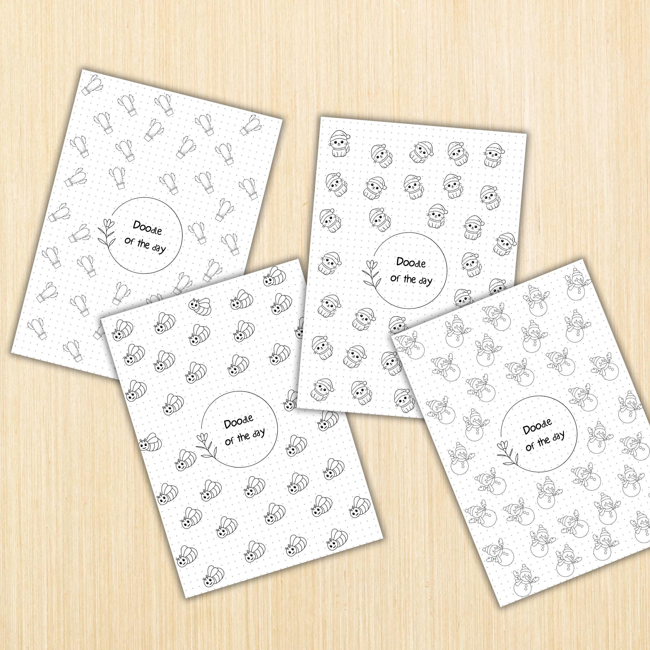 365 Days Drawing — DOODLE of the Day Bundle, Daily Doodle Journal, Creative Doodle of the Day, PRINTABLE Jo... | Mindfulness printable