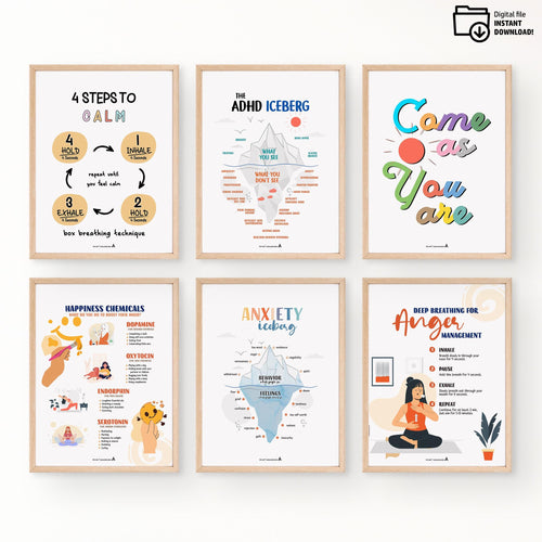 Aislling Design — counselor poster set of 6 counselor sign bundle counseling poster bundle gift for therapi... | Mindfulness printable