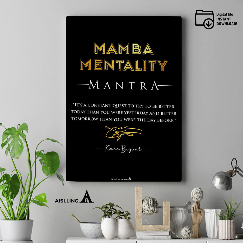 Aislling — Minimalist Mamba Mentality Quote, Kobe Bryant Mamba Mentality Definition Posters, NBA Black Mamb... | Aislling printable