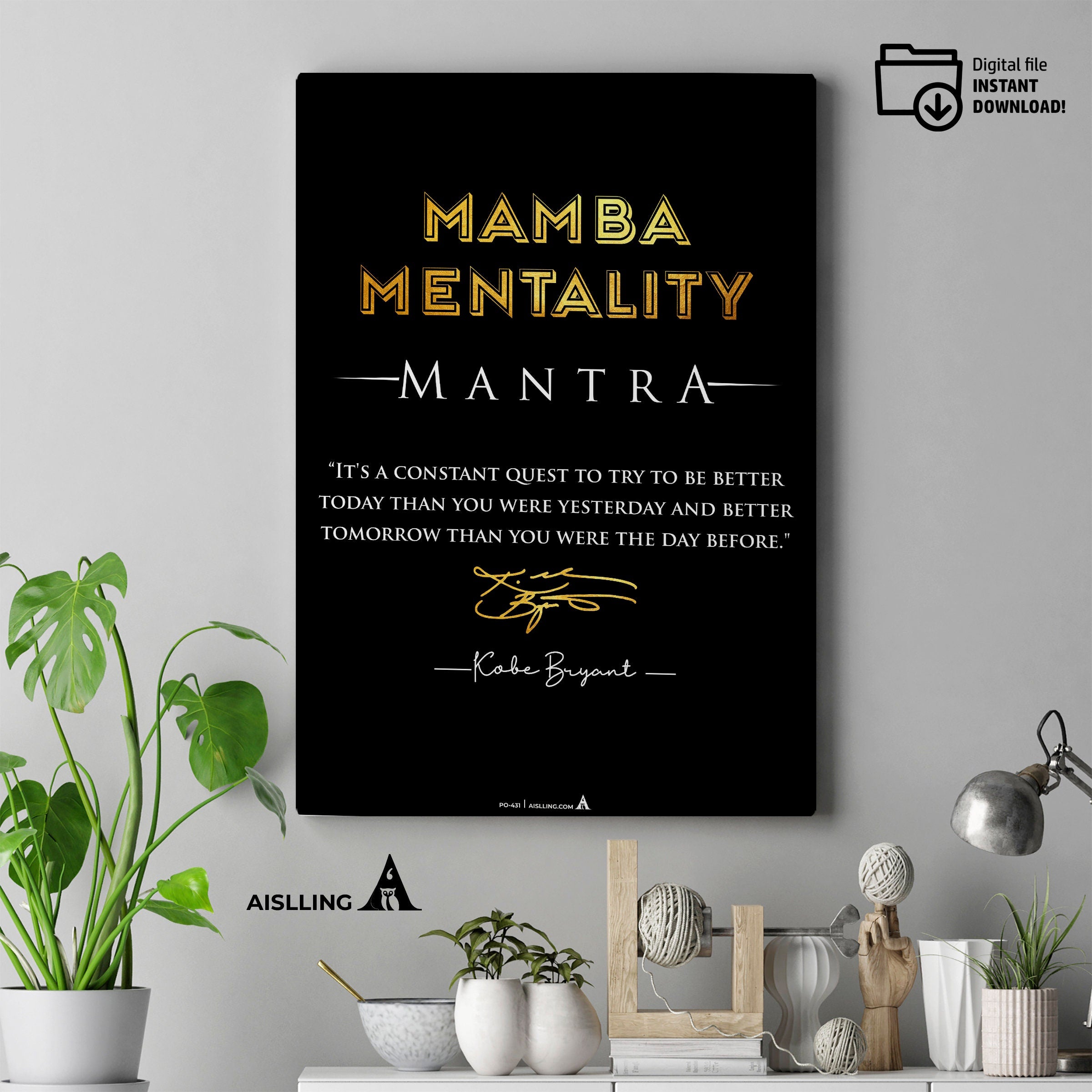 Aislling — Minimalist Mamba Mentality Quote, Kobe Bryant Mamba Mentality Definition Posters, NBA Black Mamb... | Aislling printable