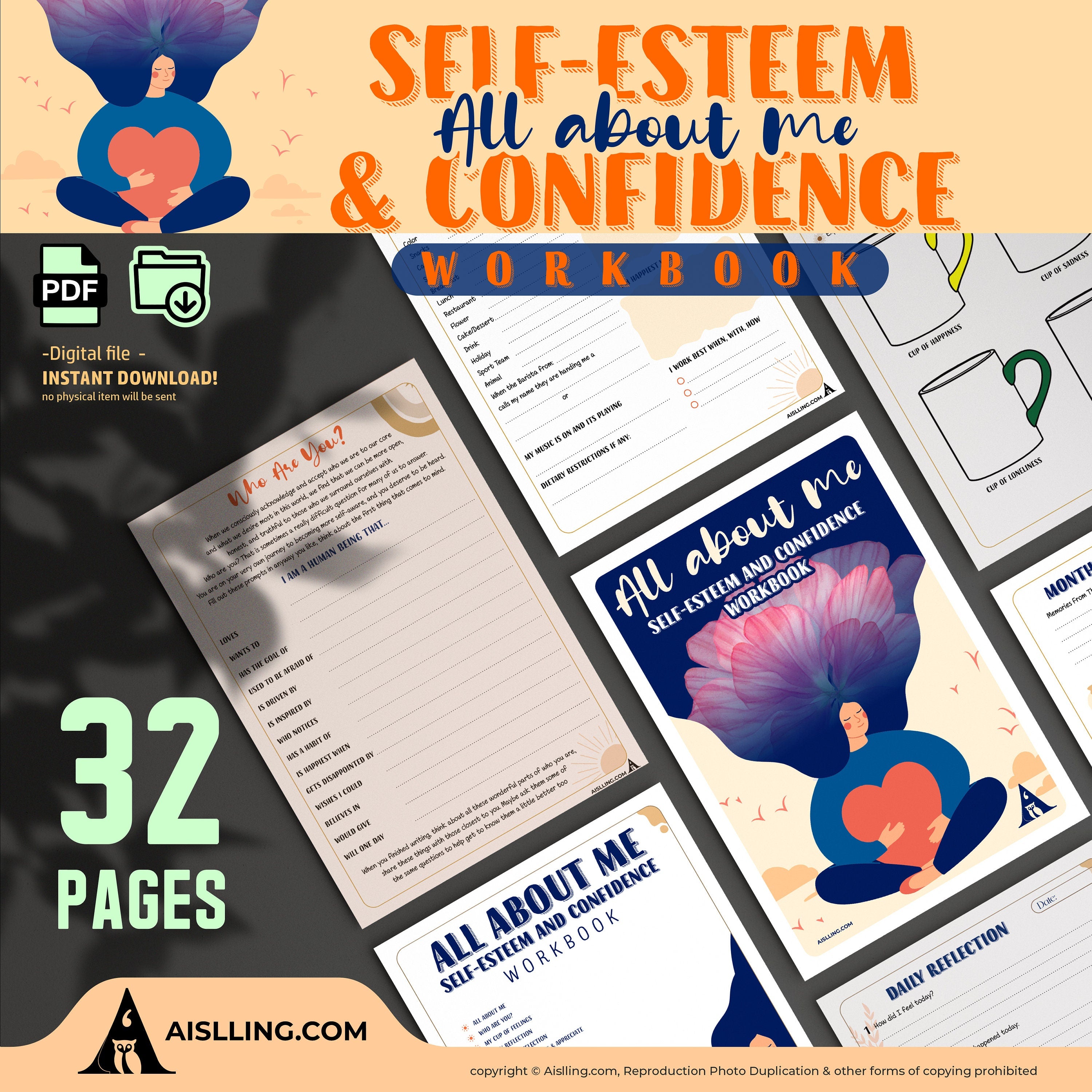 Aislling Design — Self esteem worksheets, therapy worksheets, therapy resources, confidence worksheets, the... | Mindfulness printable