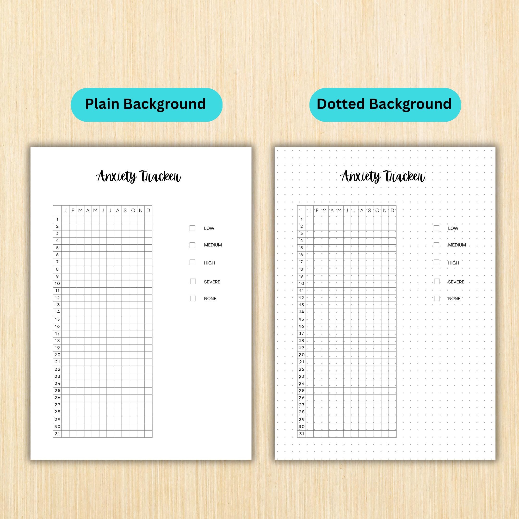 Anxiety Tracker — MENTAL HEALTH TRACKER Bundle, Digital Planner Pages, Printable Planner, A4 & A5 Size | Mindfulness printable