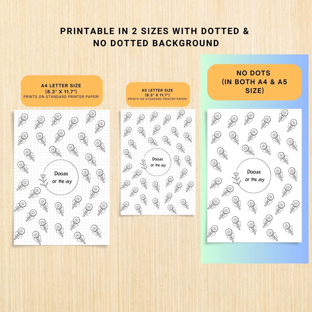 365 Days Drawing — DOODLE of the Day Bundle, Daily Doodle Journal, Creative Doodle of the Day, PRINTABLE Jo... | Mindfulness printable