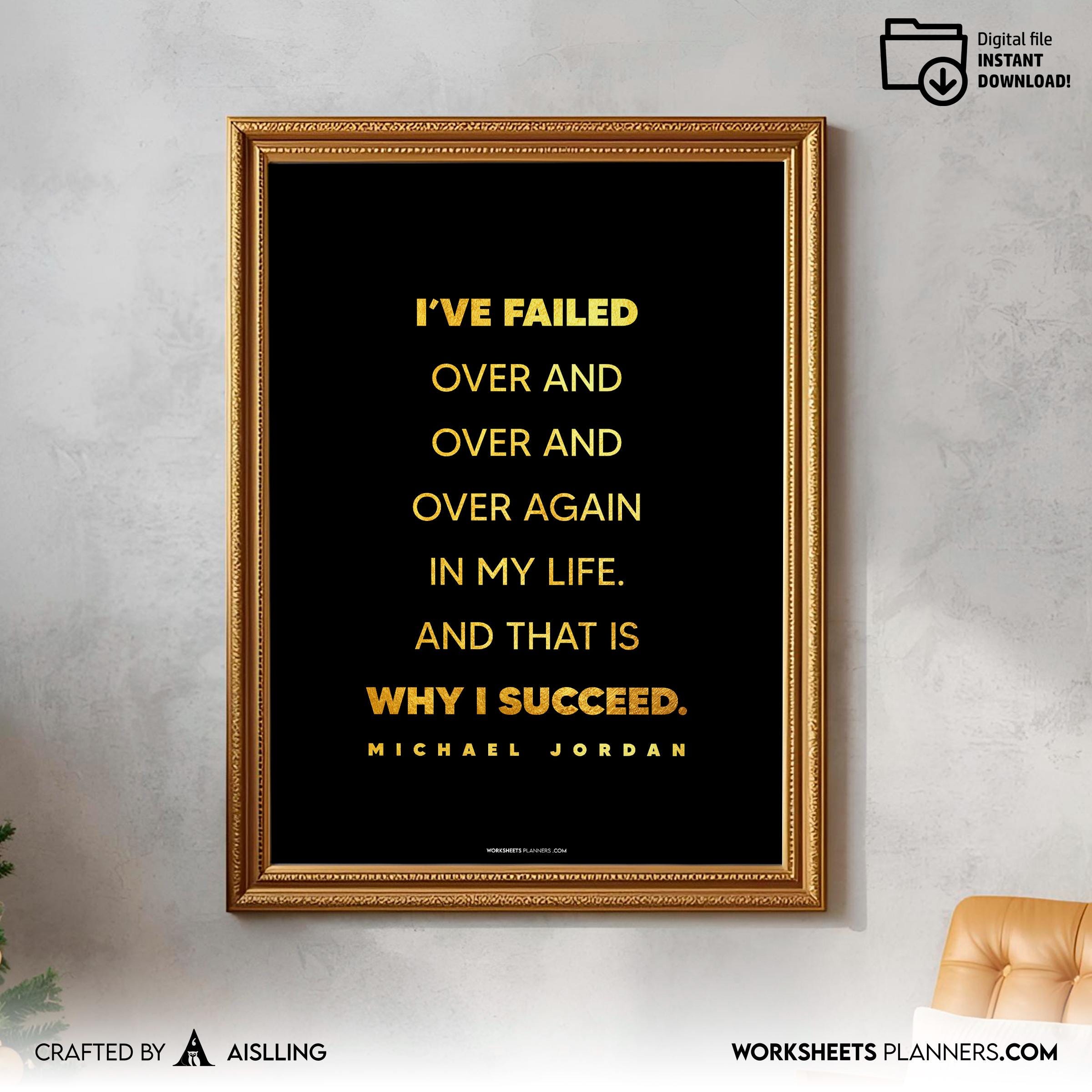 Aislling — Michael Jordan Quotes Digital Printable Wall Art Inspirational Quotes Jordan Mentality Poster Ba... | Aislling printable